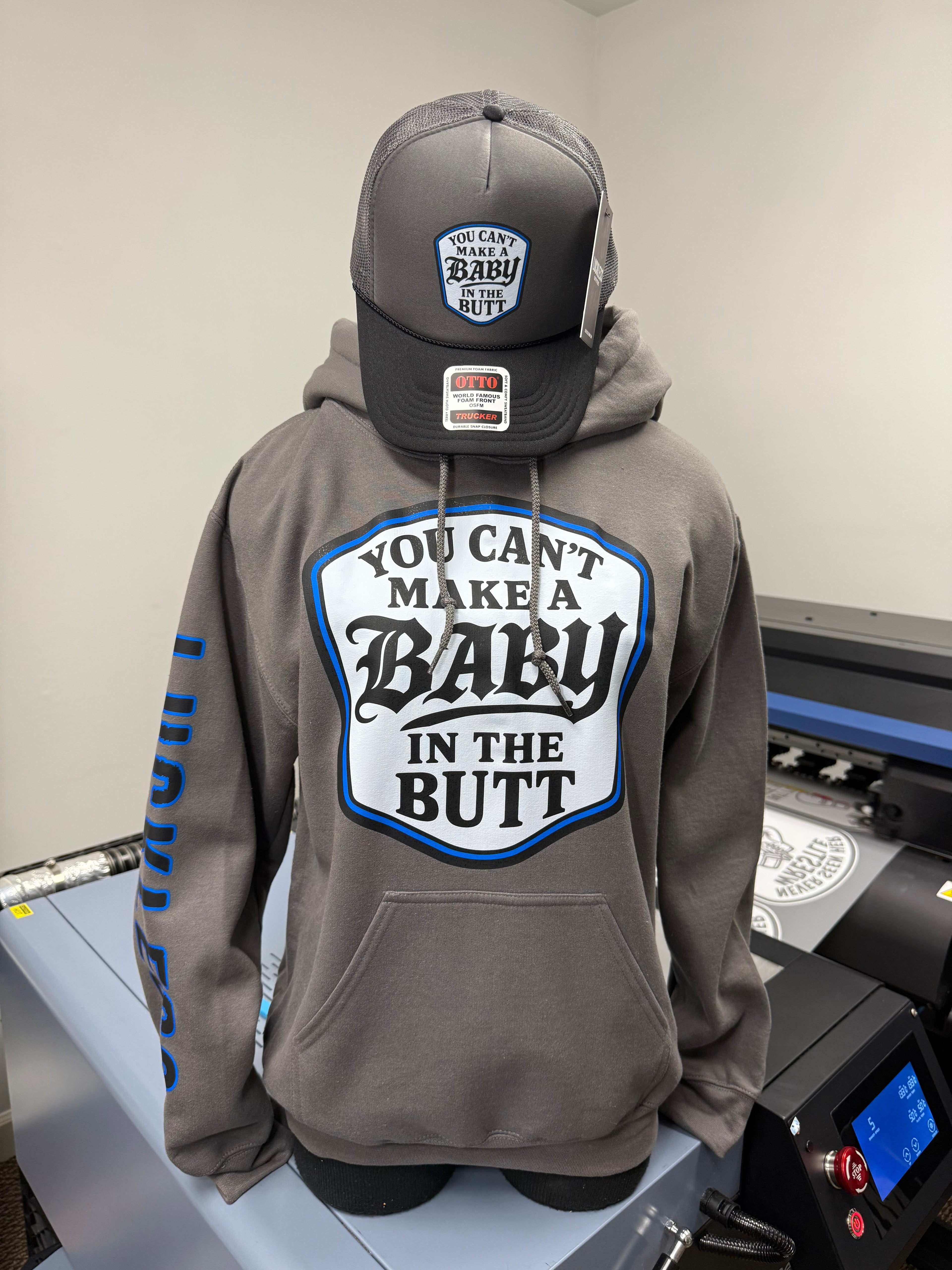 Luckless Outfitters You Cant Make A Baby In The Butt Hoodie — size reference