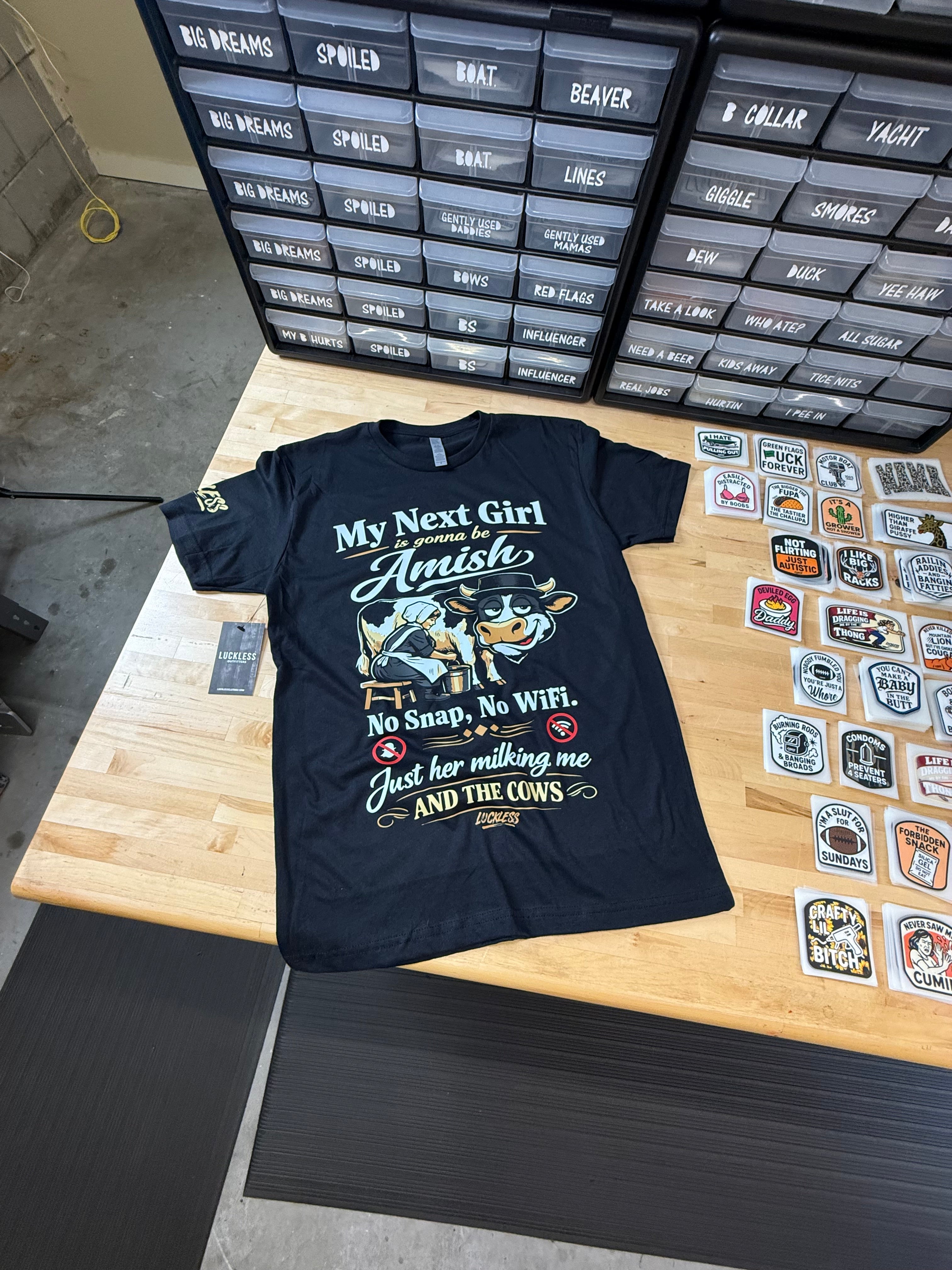 Luckless Outfitters My Next Girl is Gonna Be Amish Tee — lifestyle context