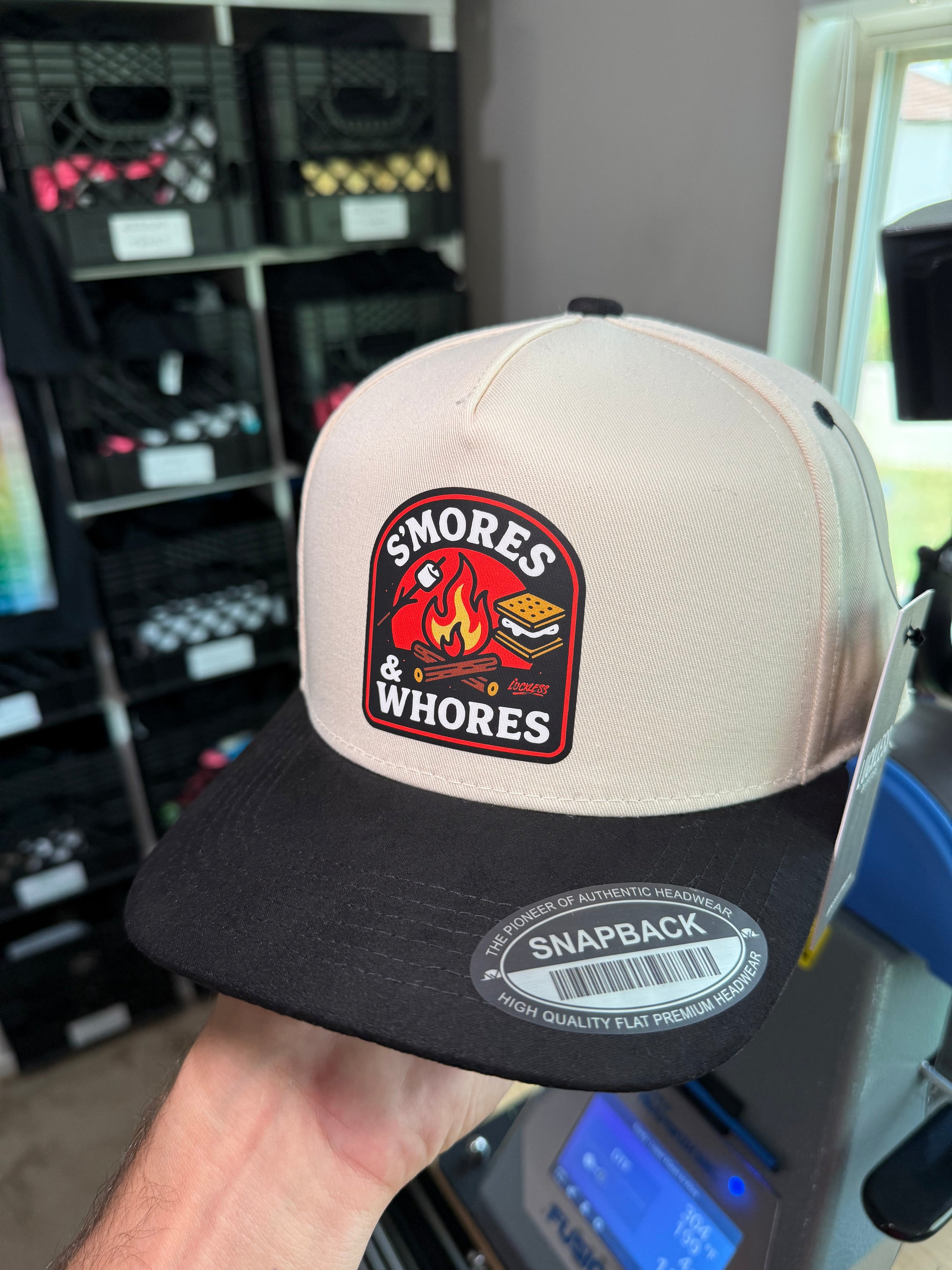 Luckless Outfitters S'mores & Whores Trucker Hat — color detail