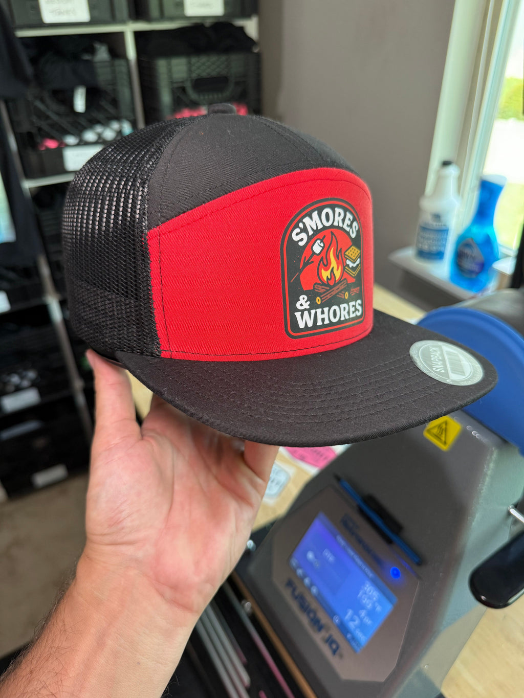 Luckless Outfitters S'mores & Whores Trucker Hat — size reference