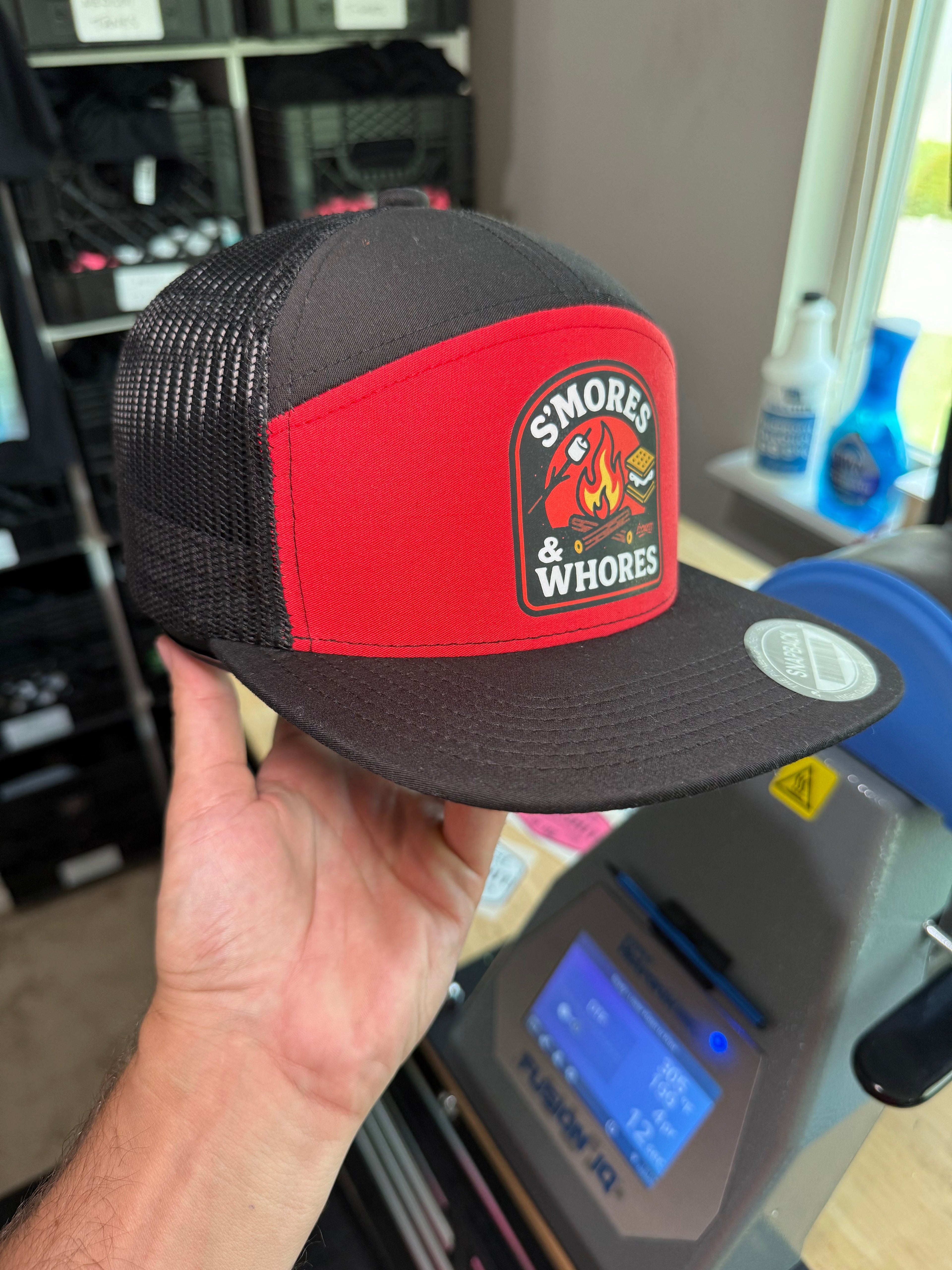 Luckless Outfitters S'mores & Whores Trucker Hat — size reference