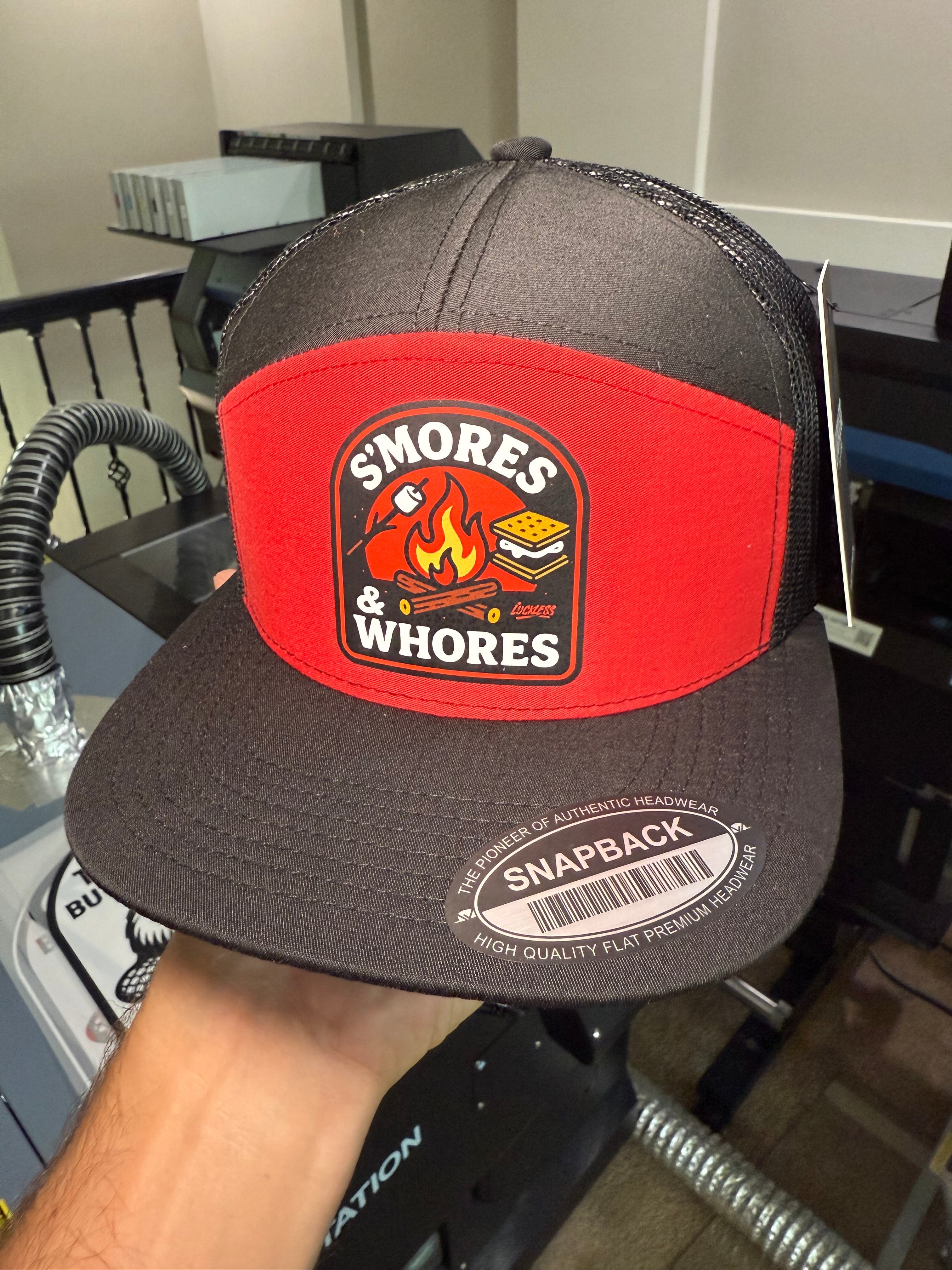 Luckless Outfitters S'mores & Whores Trucker Hat — feature highlight