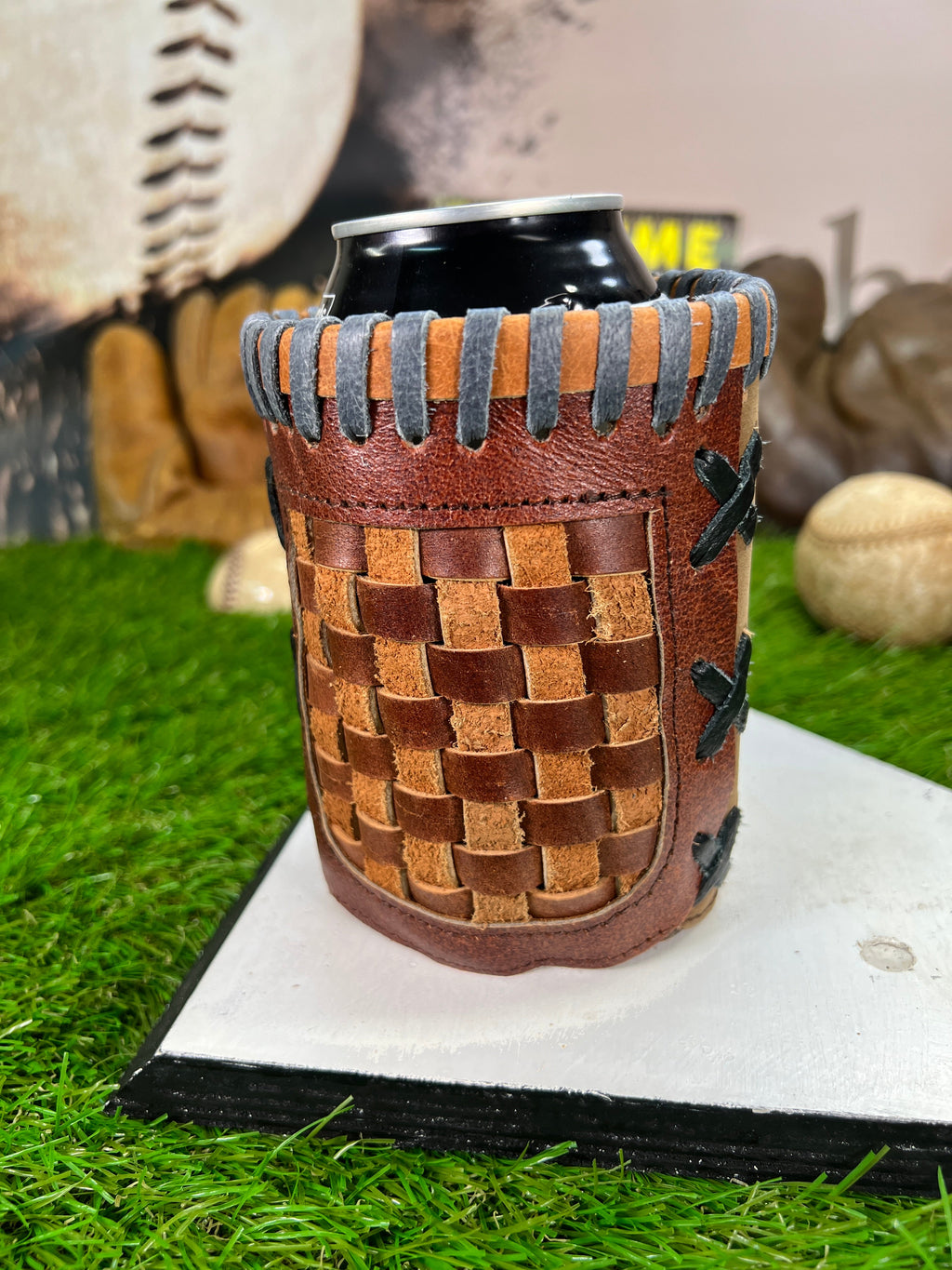 Whenitwasagame baseballglovewallets.com Pocket Coozie  - Mixed Shades — side view