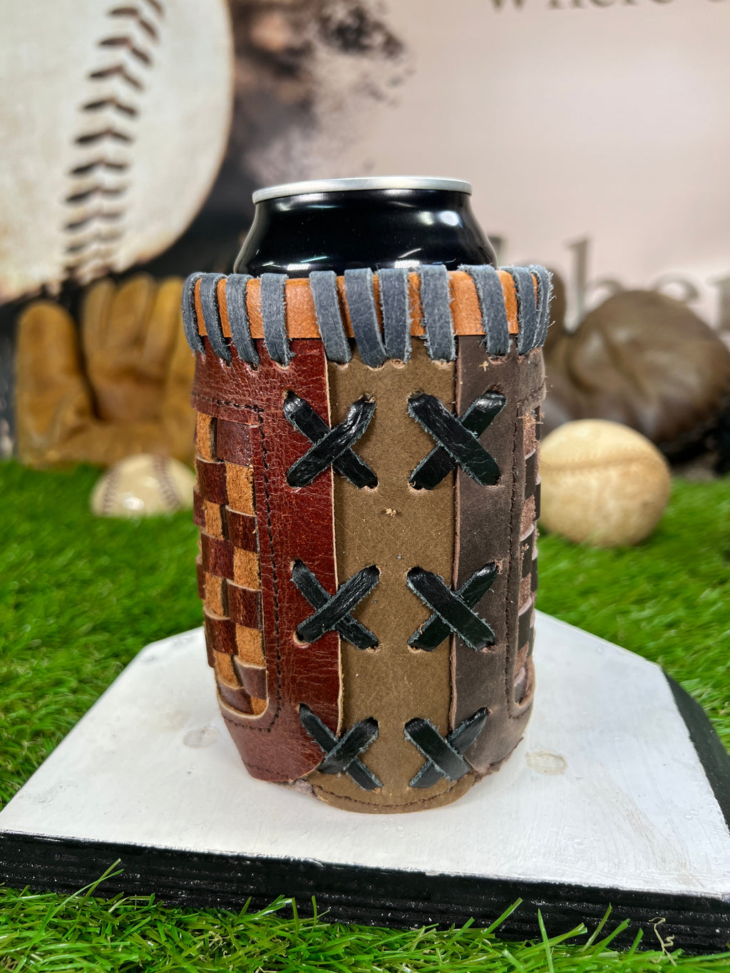 Whenitwasagame baseballglovewallets.com Pocket Coozie  - Mixed Shades — back view