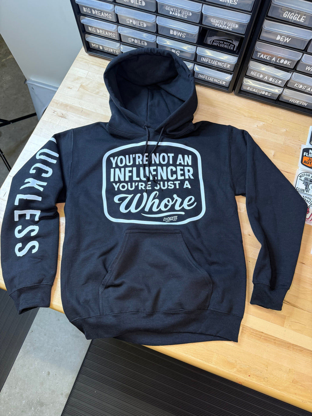 Luckless Outfitters Not An Influencer Hoodie — back view