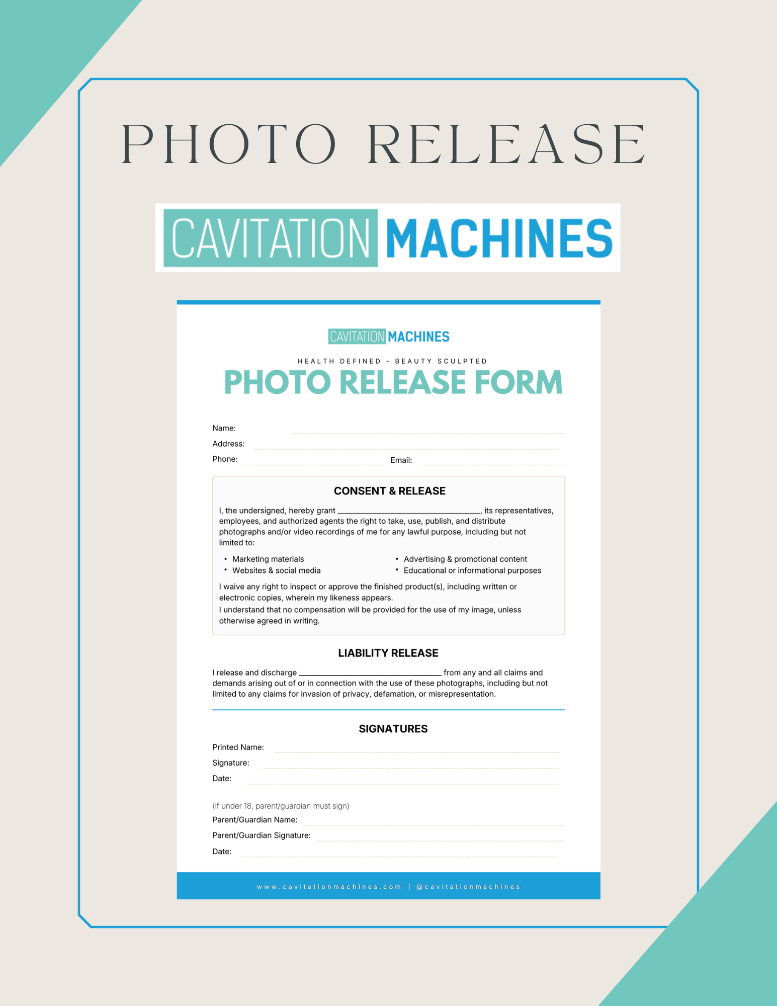 Shape Tactics Photo Release Form – Cavitation Machines