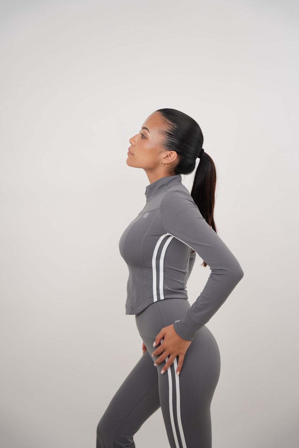 KIMITH BRAND I Am Motivated Gray Jacket — lifestyle context