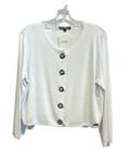 KADOU BOUTIQUE Elegant Eyelet Closure White Cardigan — main product shot