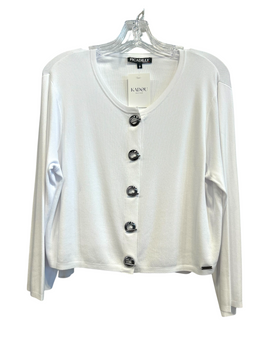 Elegant Eyelet Closure White Cardigan