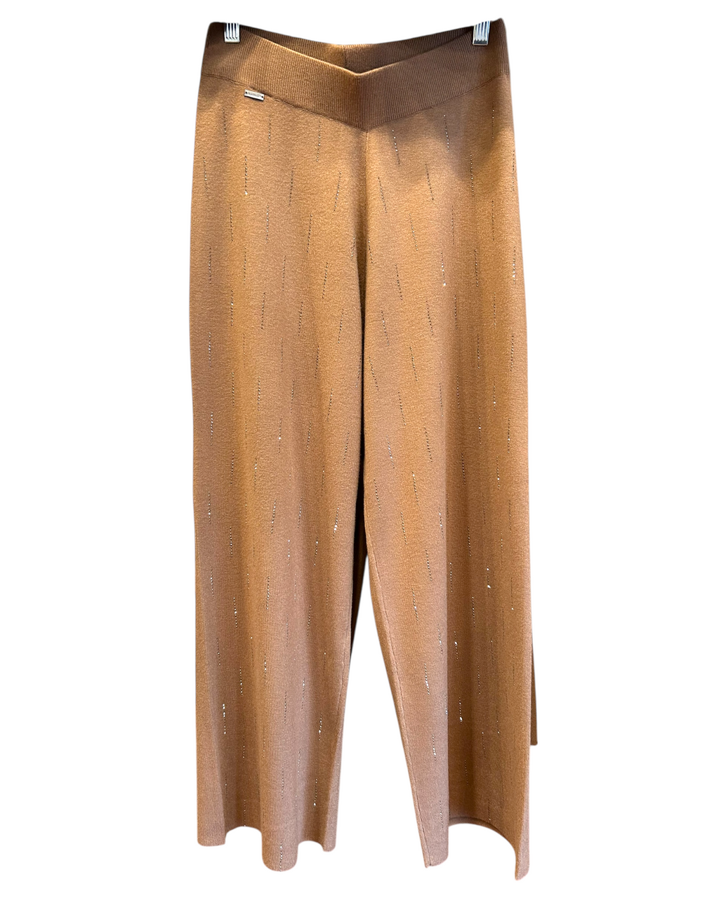 KADOU BOUTIQUE Picadilly Embellished Wide Leg Knit Pant — main product shot