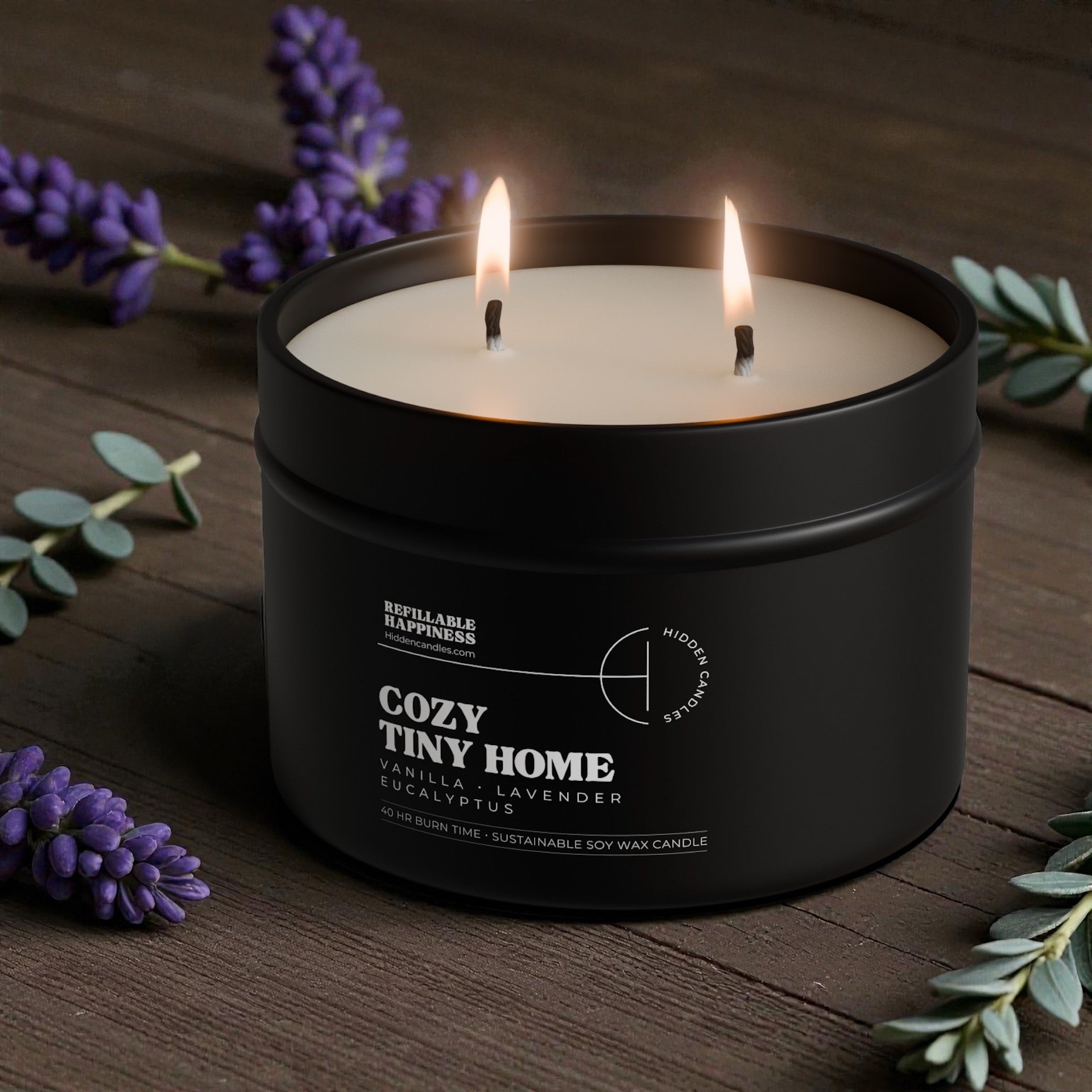 Cozy Tiny Home Candle 10.6 oz – Lavender, Vanilla & Eucalyptus – Hidden Candles, view 3