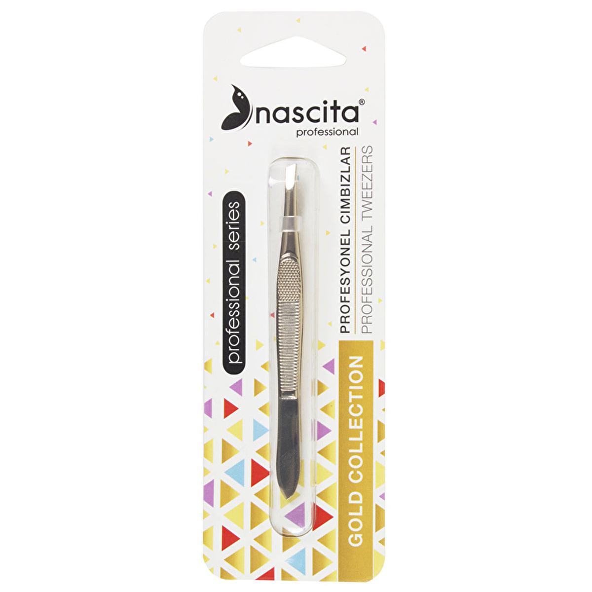 Nascita Slanted Tweezers Gold - Precision Eyebrow & Mustache Grooming Tool for Personal Care