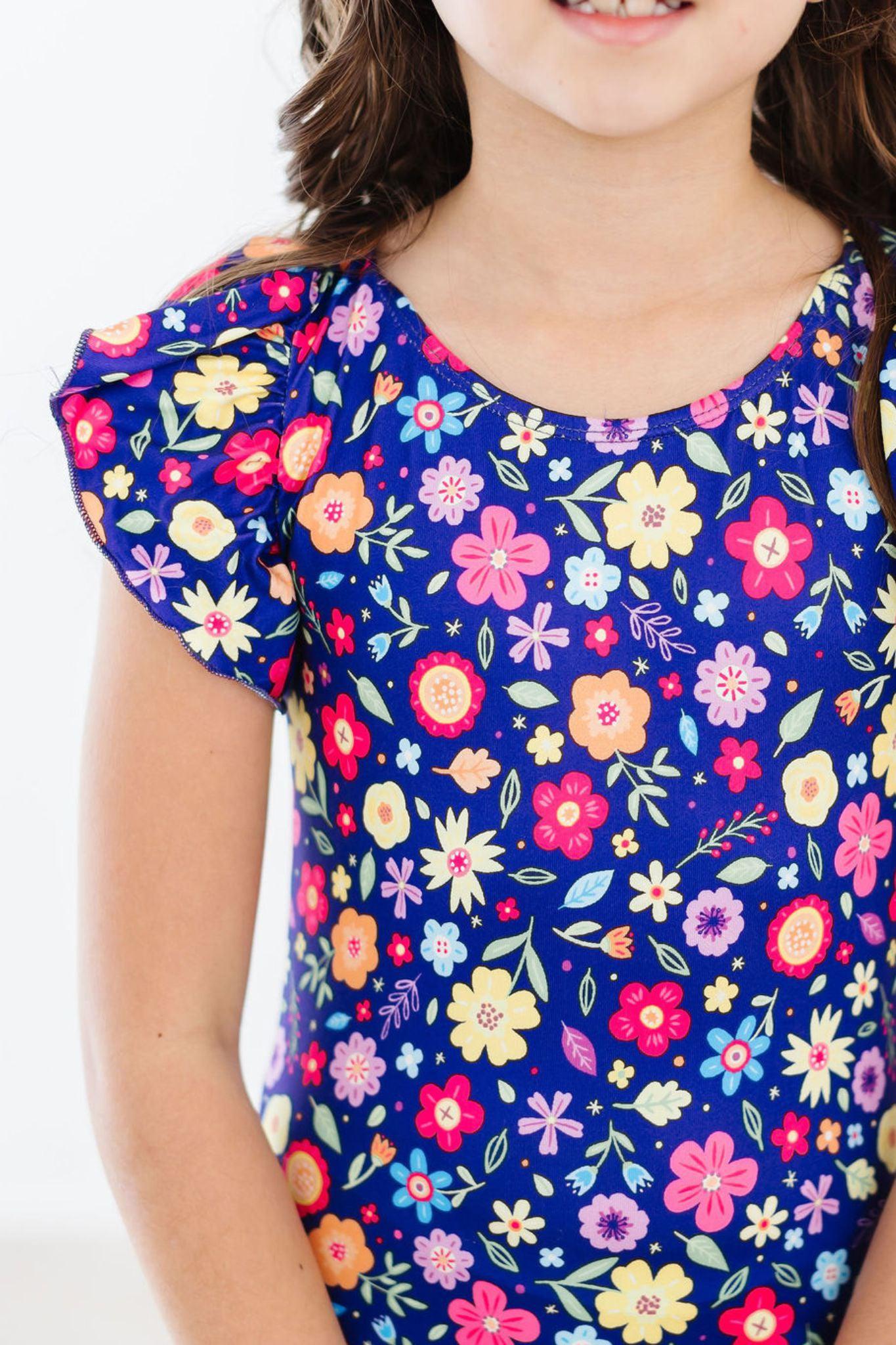 Mila & Rose ® Pick a Posy S/S Flutter Sleeve Leotard — detail close-up