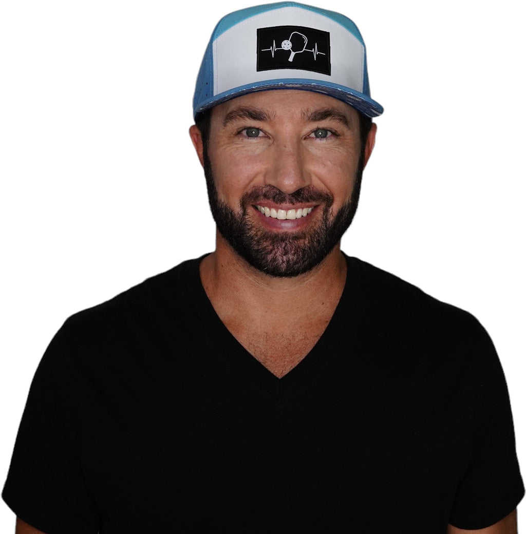 Pickleball Hat - Flat Bill - Light Blue / White / Aqua - Laser Mesh