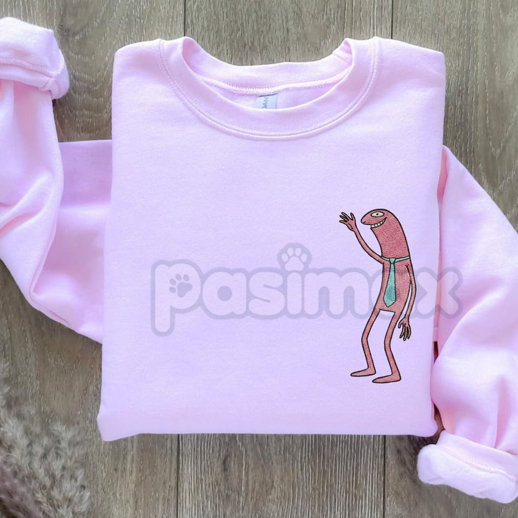 Pasimax Pim & Charlie Smiling Friends Embroidered Crewneck – Funny Animation Sweatshirt — main product shot