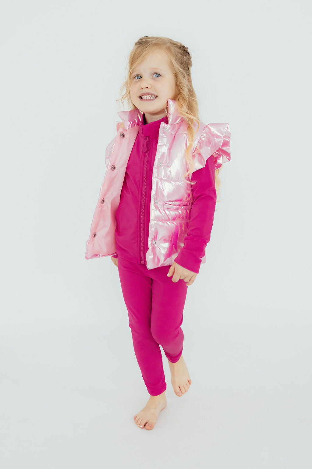 Mila & Rose ® Pink Iridescent Puffer Vest — lifestyle context