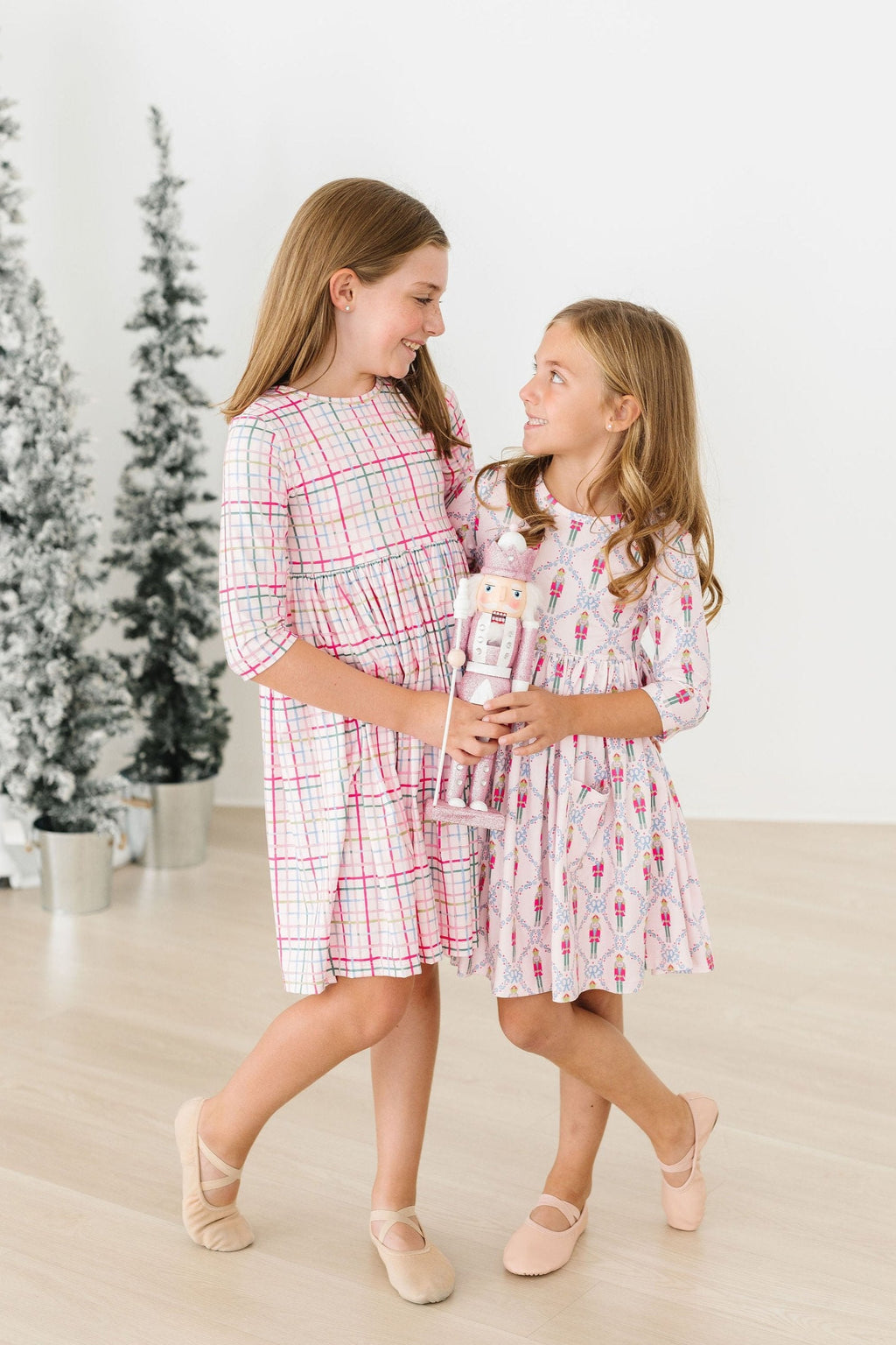 Mila & Rose ® Pink Nutcracker 3/4 Sleeve Pocket Twirl Dress — alternative angle
