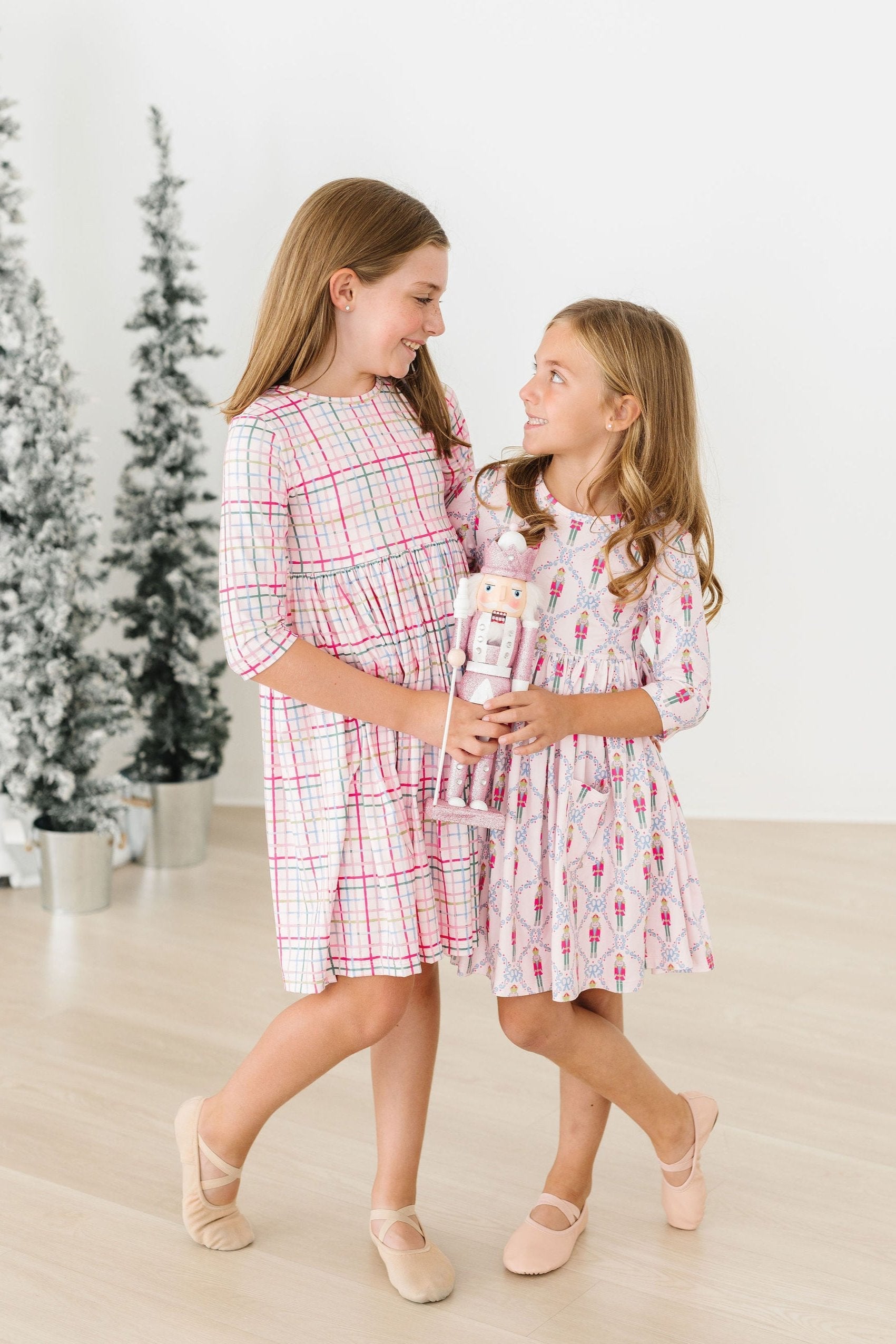 Mila & Rose ® Pink Nutcracker 3/4 Sleeve Pocket Twirl Dress — alternative angle