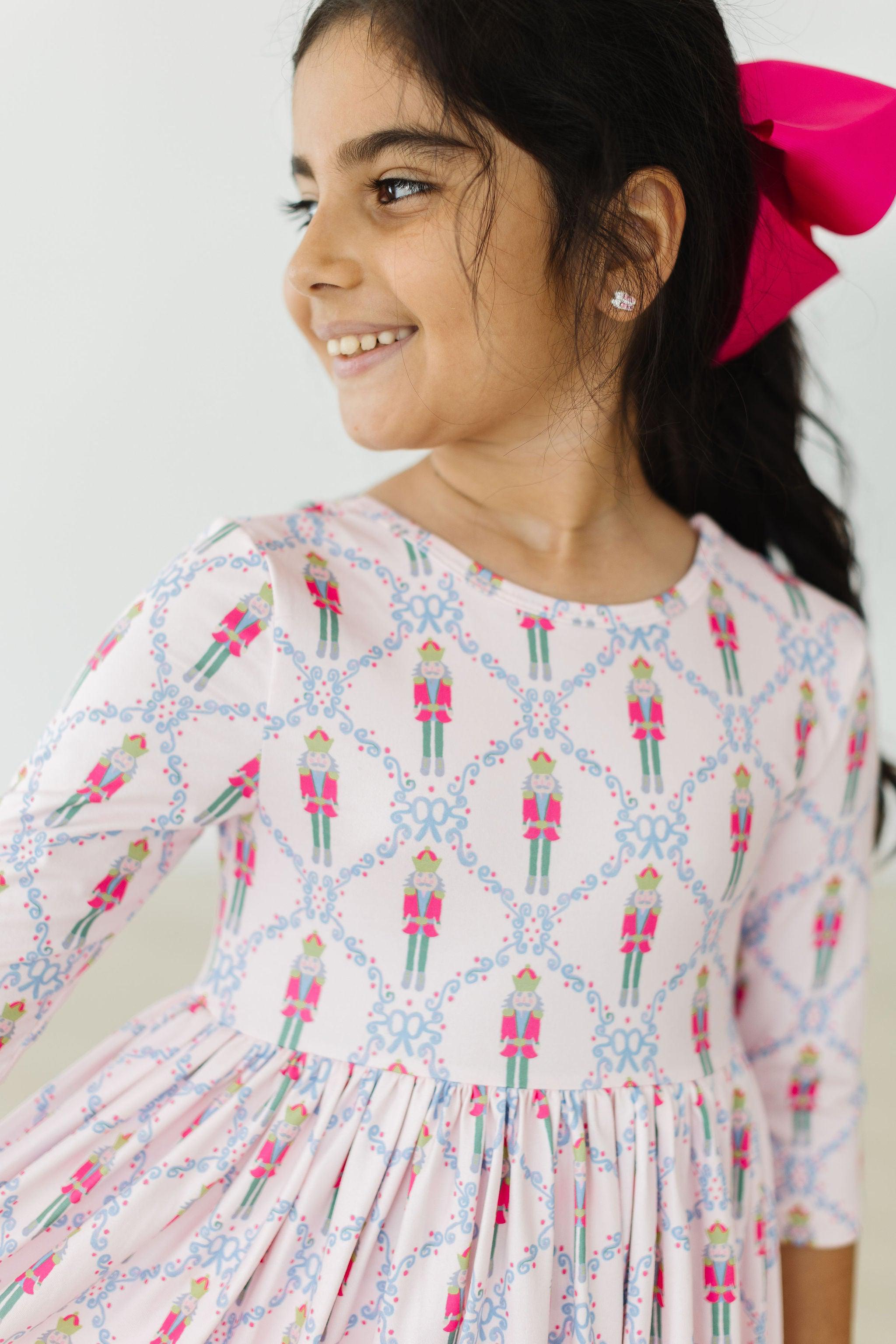 Mila & Rose ® Pink Nutcracker 3/4 Sleeve Pocket Twirl Dress — in-use photo
