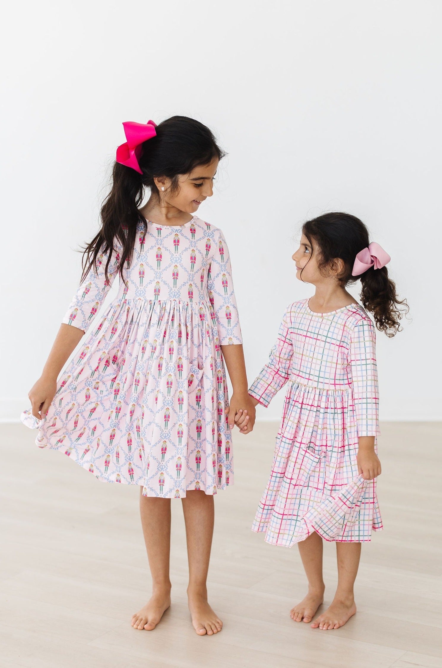 Mila & Rose ® Pink Nutcracker 3/4 Sleeve Pocket Twirl Dress — size reference