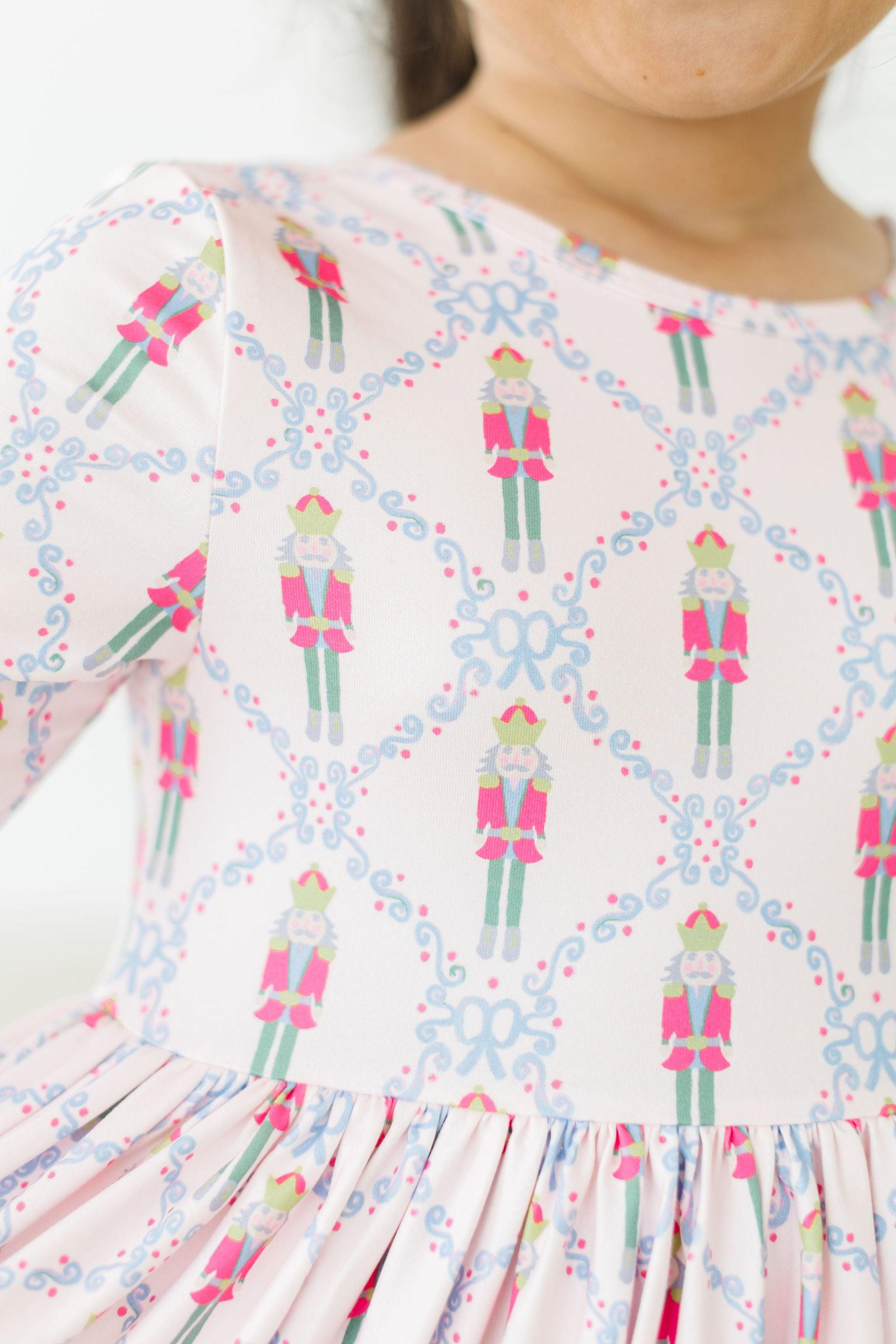 Mila & Rose ® Pink Nutcracker 3/4 Sleeve Pocket Twirl Dress — color detail