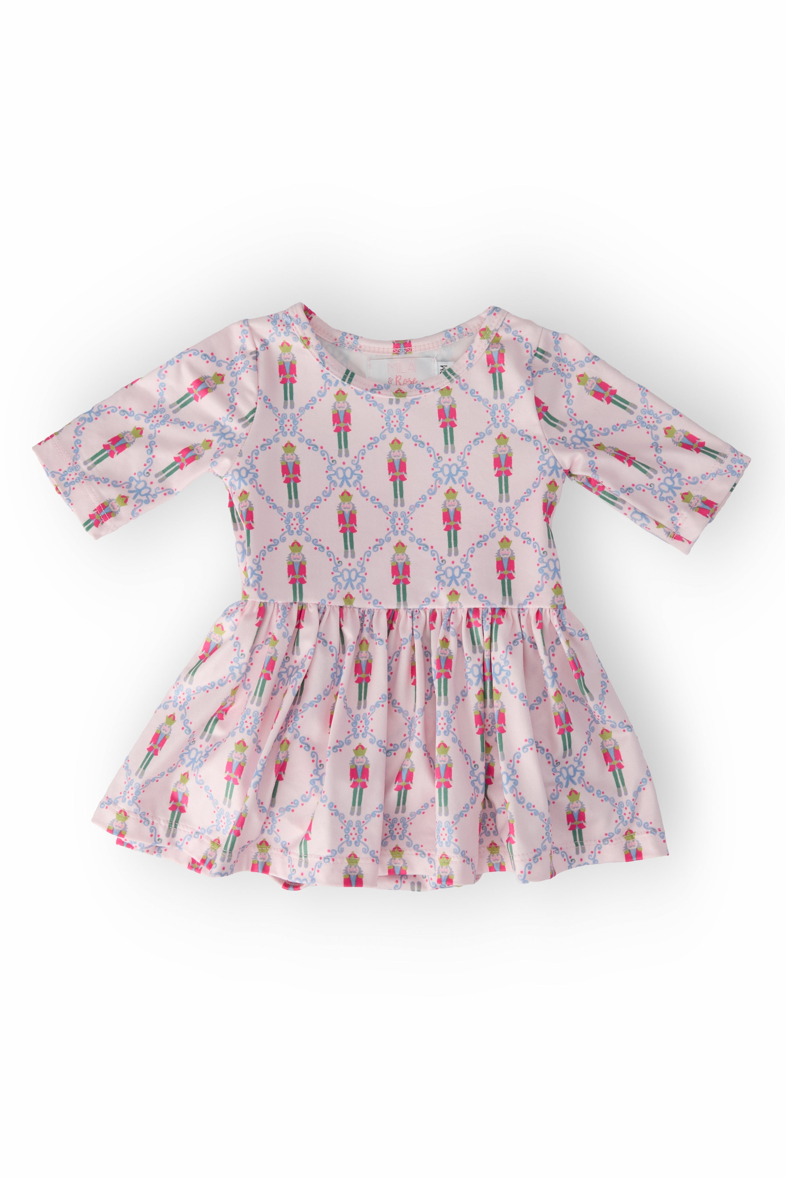 Mila & Rose ® Pink Nutcracker 3/4 Sleeve Twirl Bodysuit — main product shot