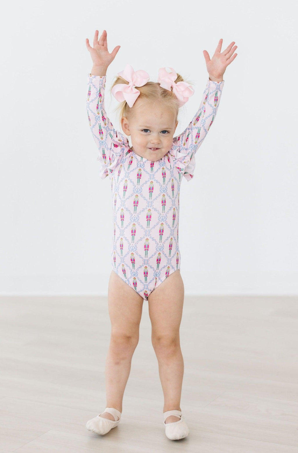 Mila & Rose ® Pink Nutcracker L/S Flutter Sleeve Leotard — detail close-up