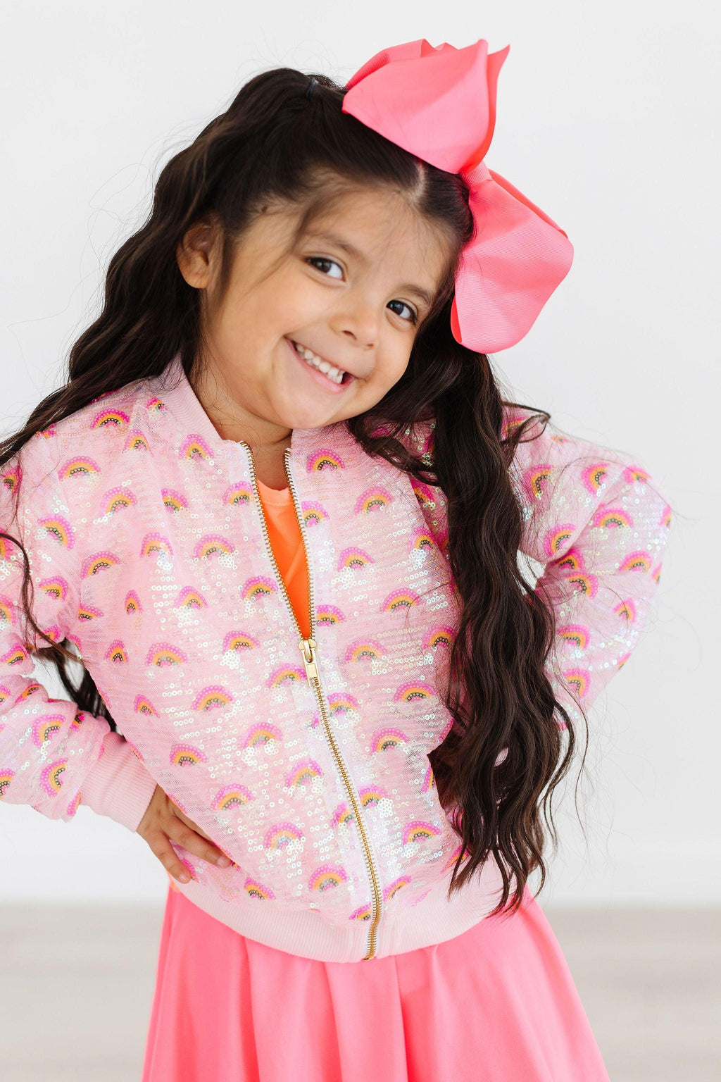 Mila & Rose ® Pink Rainbow Sequin Jacket — main product shot