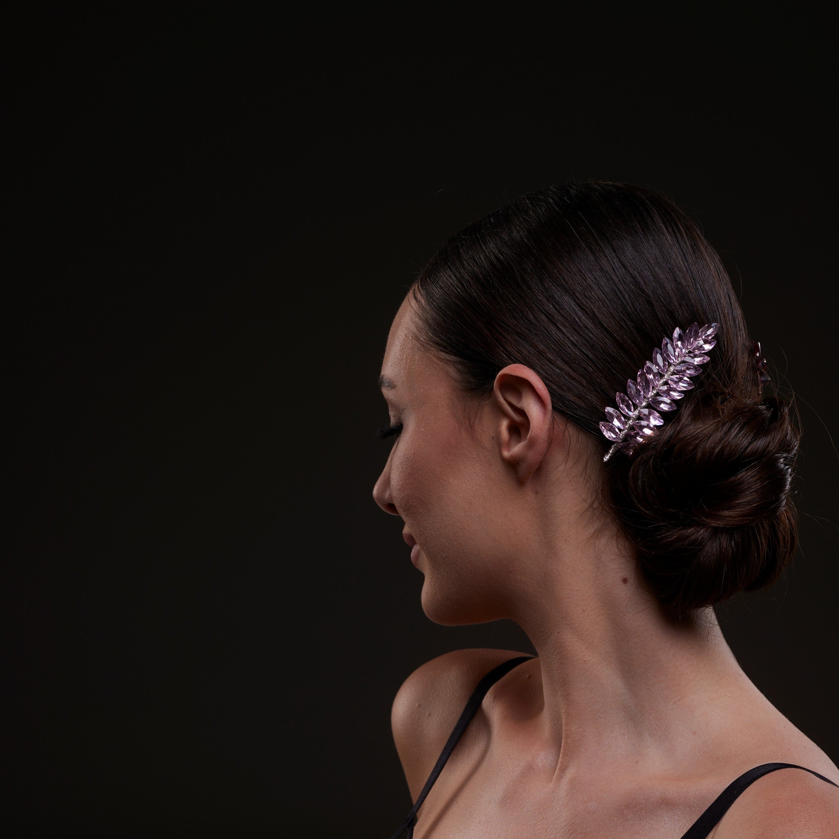 Elegant Pink Crystal Leaf Hair Comb Set – Bridal Port, view 3