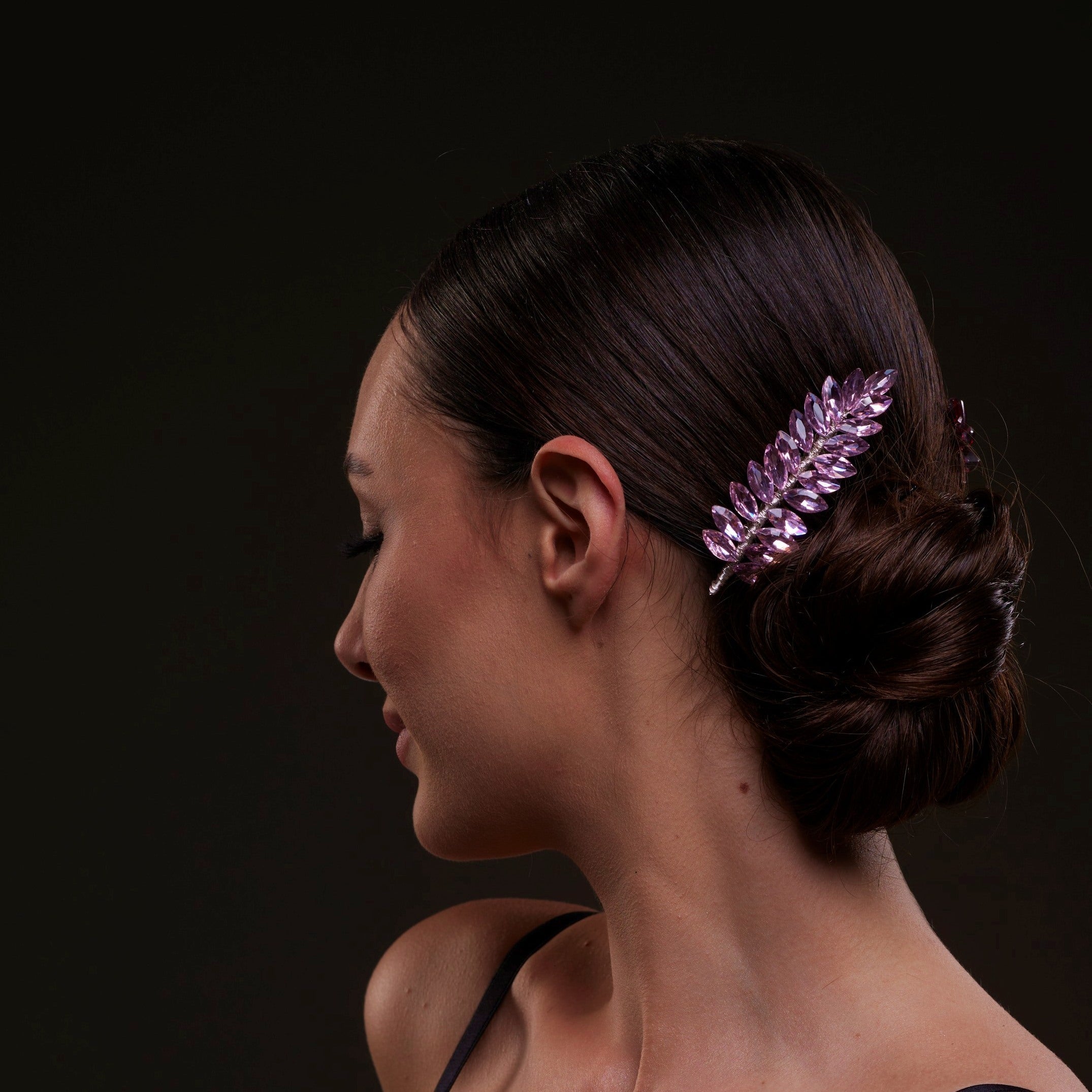 Elegant Pink Crystal Leaf Hair Comb Set – Bridal Port, view 6