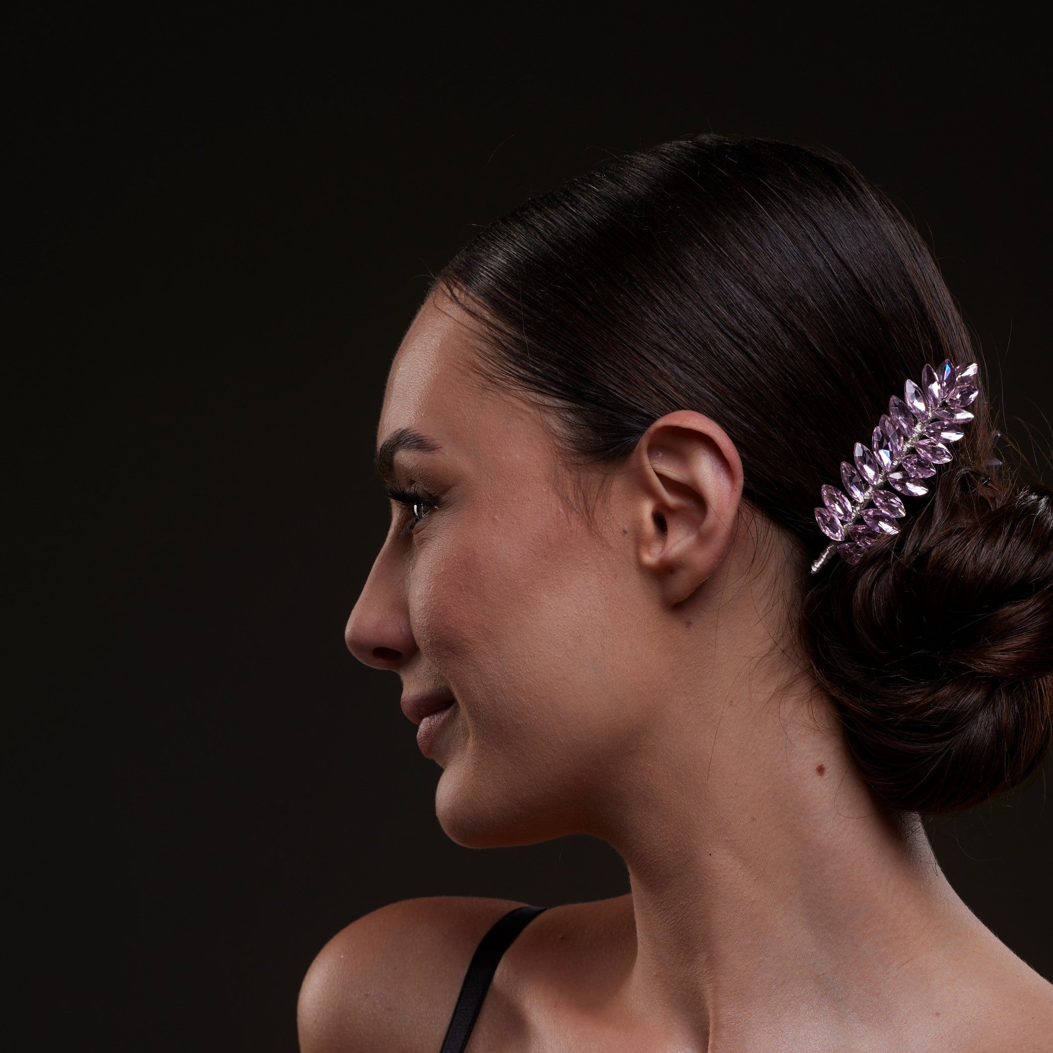 Elegant Pink Crystal Leaf Hair Comb Set – Bridal Port, view 8
