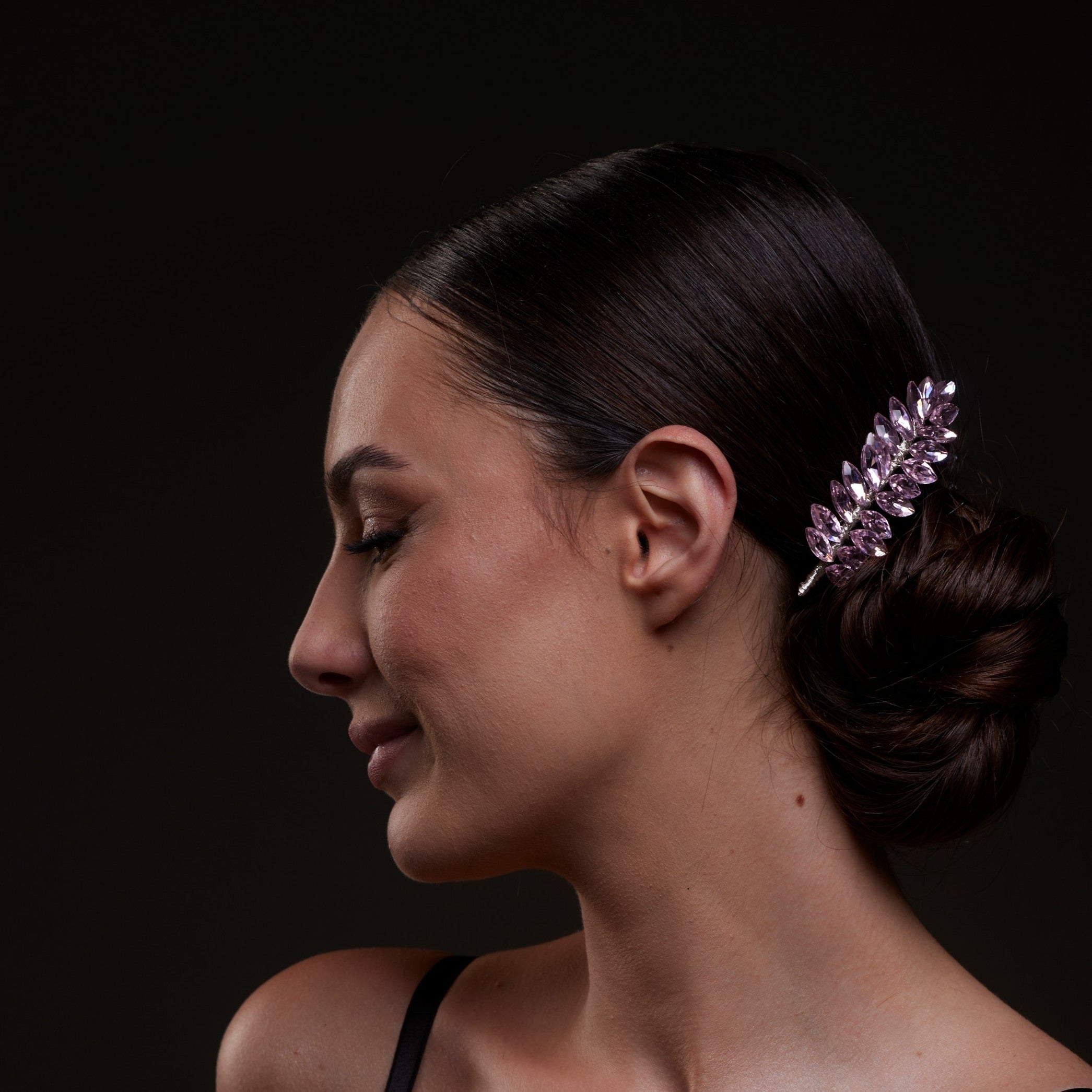 Elegant Pink Crystal Leaf Hair Comb Set – Bridal Port, view 9
