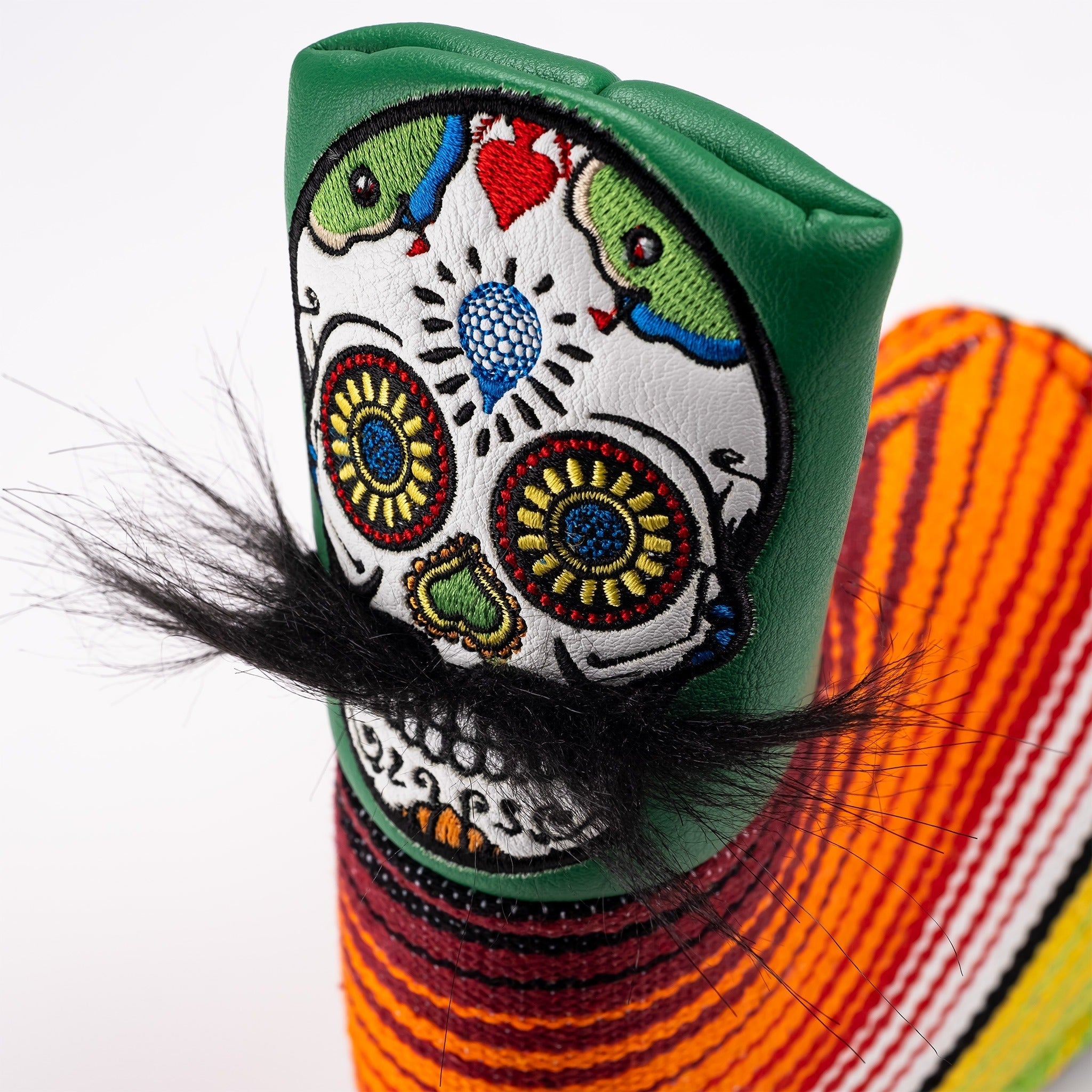 Pins and Aces Mustache Sugar Skull - Blade Putter Cover Green — size reference