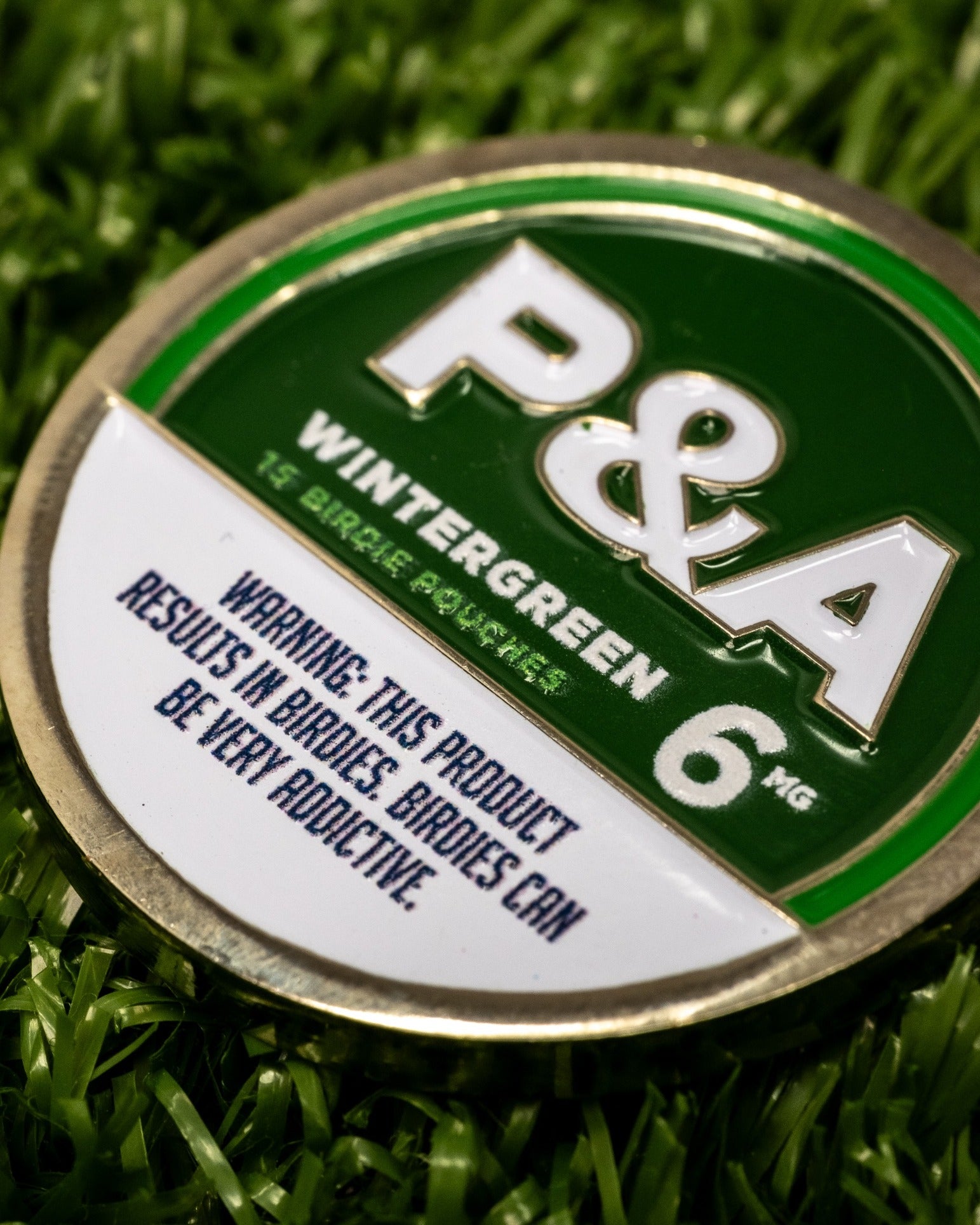 Pins and Aces 6 Milly - Wintergreen Ball Marker — side view