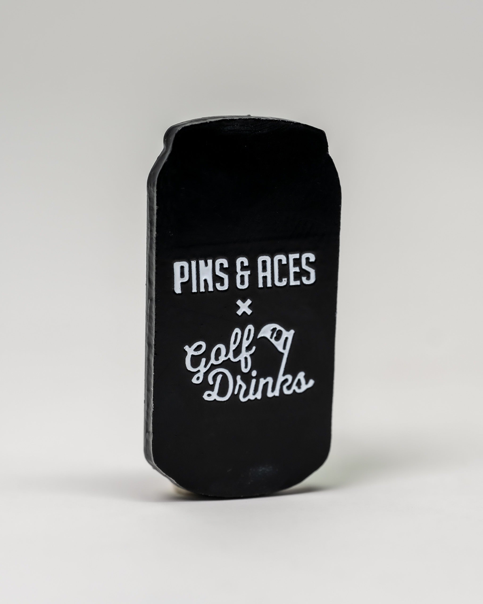 Pins and Aces Transfusion Can Ball Marker — side view