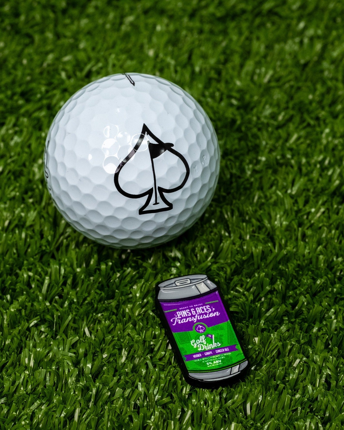 Pins and Aces Transfusion Can Ball Marker — lifestyle context