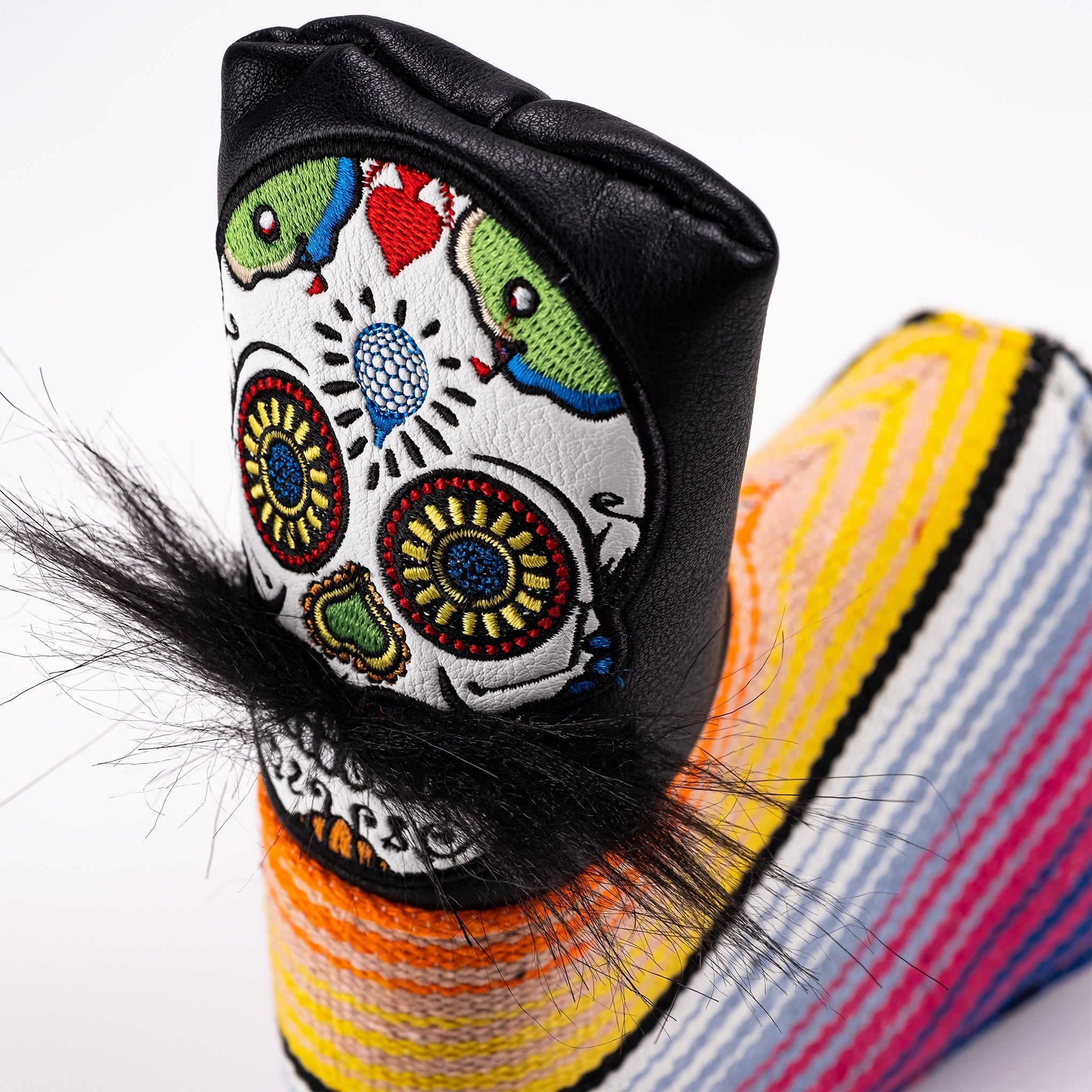 Mustache Sugar Skull - Blade Putter Cover Black – Pins and Aces, view 2