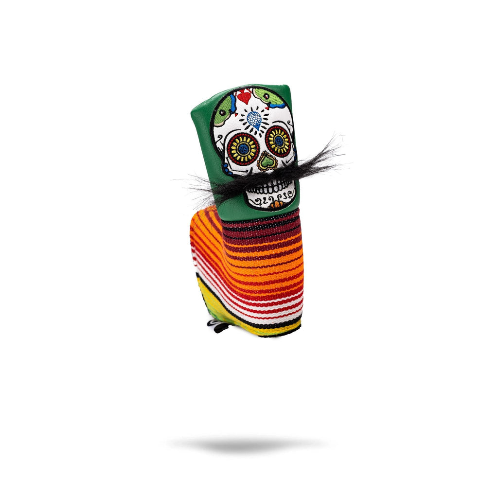 Pins and Aces Mustache Sugar Skull - Blade Putter Cover Green — feature highlight