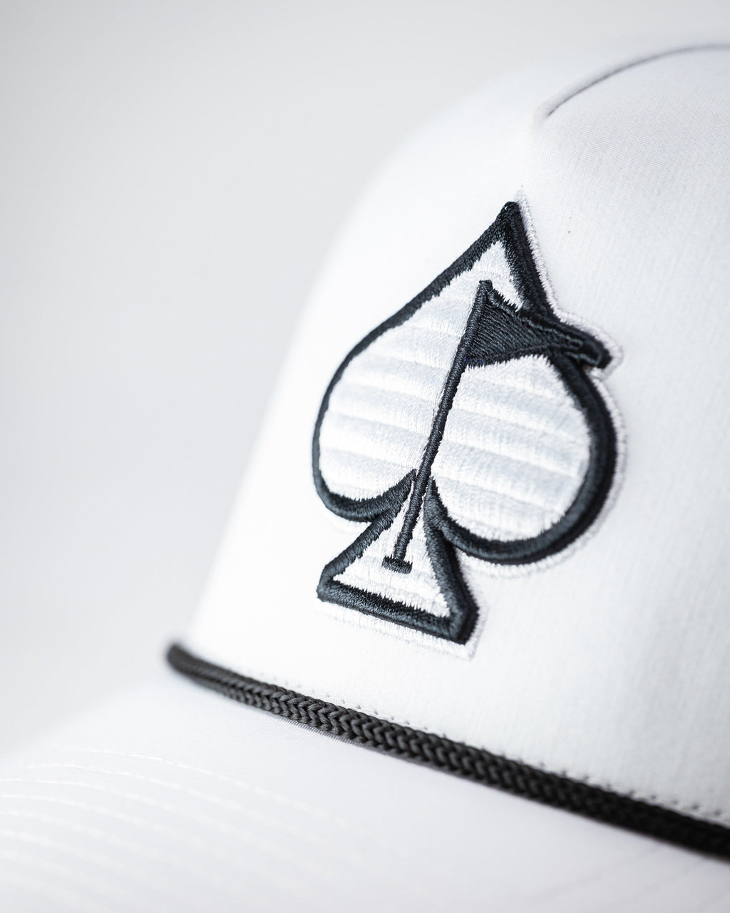 Pins and Aces Perforated Rope Hat - White — detail close-up
