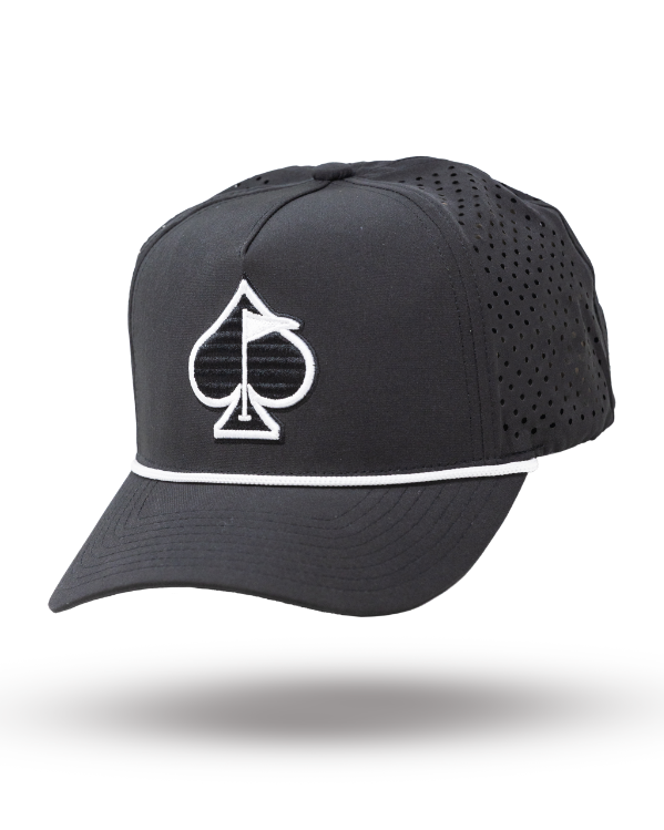 Pins and Aces Perforated Rope Hat - Black — main product shot