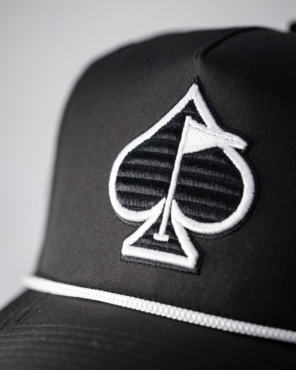 Pins and Aces Perforated Rope Hat - Black — back view