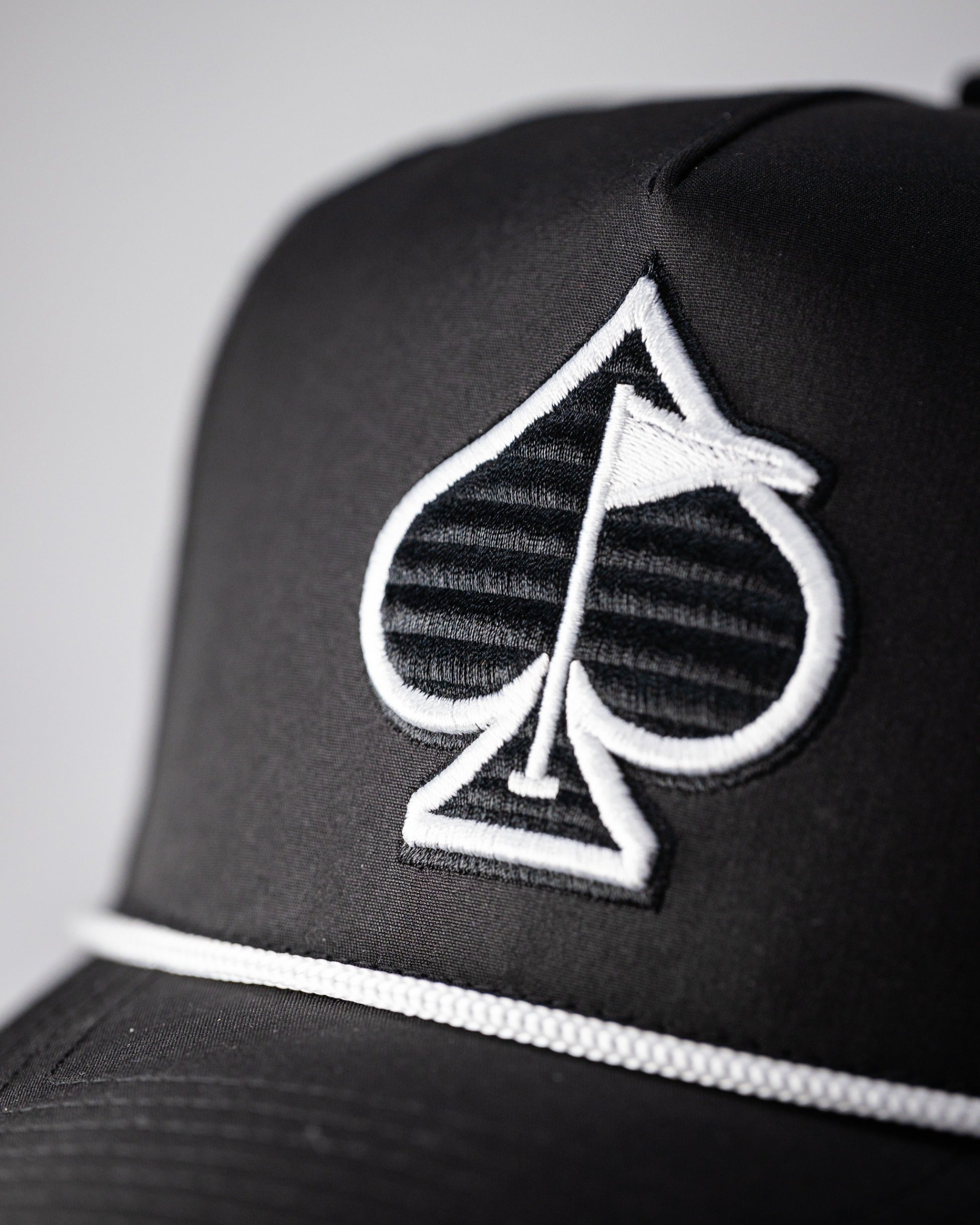 Pins and Aces Perforated Rope Hat - Black — back view