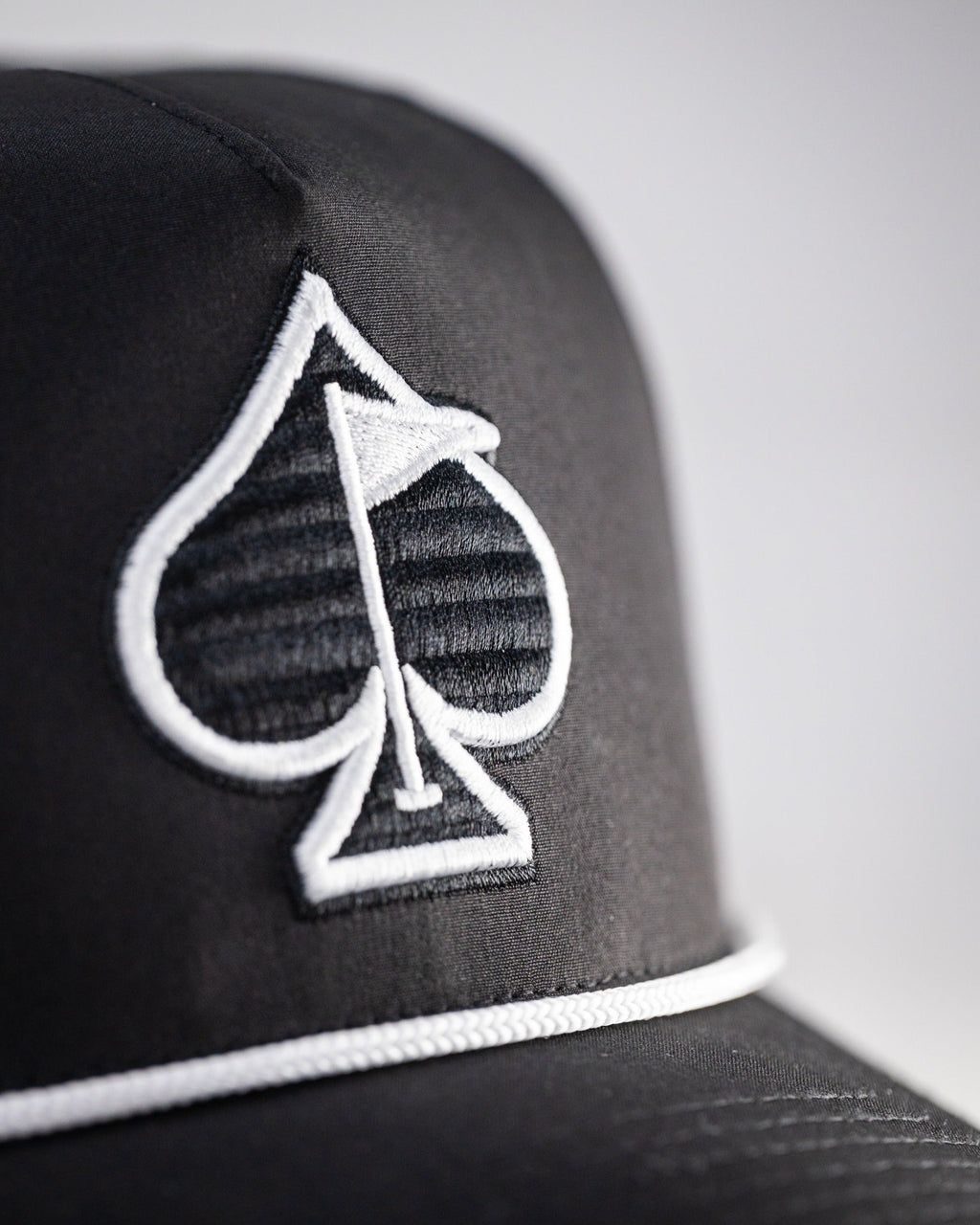 Pins and Aces Perforated Rope Hat - Black — detail close-up