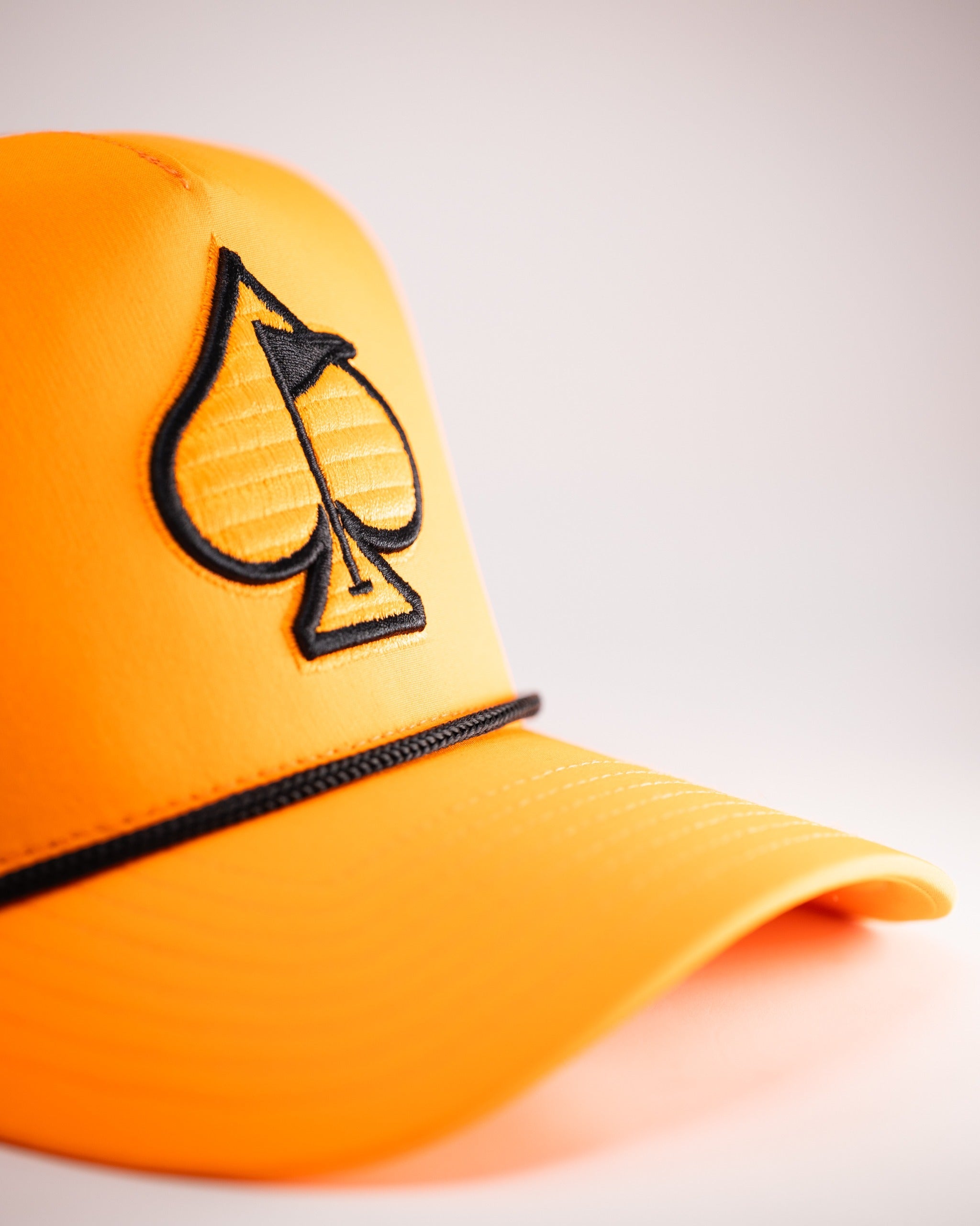 Pins and Aces Perforated Rope Hat - Highlighter Orange — detail close-up