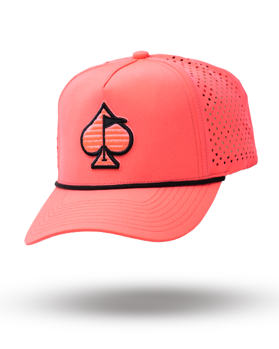Pins and Aces Perforated Rope Hat - Highlighter Pink — main product shot