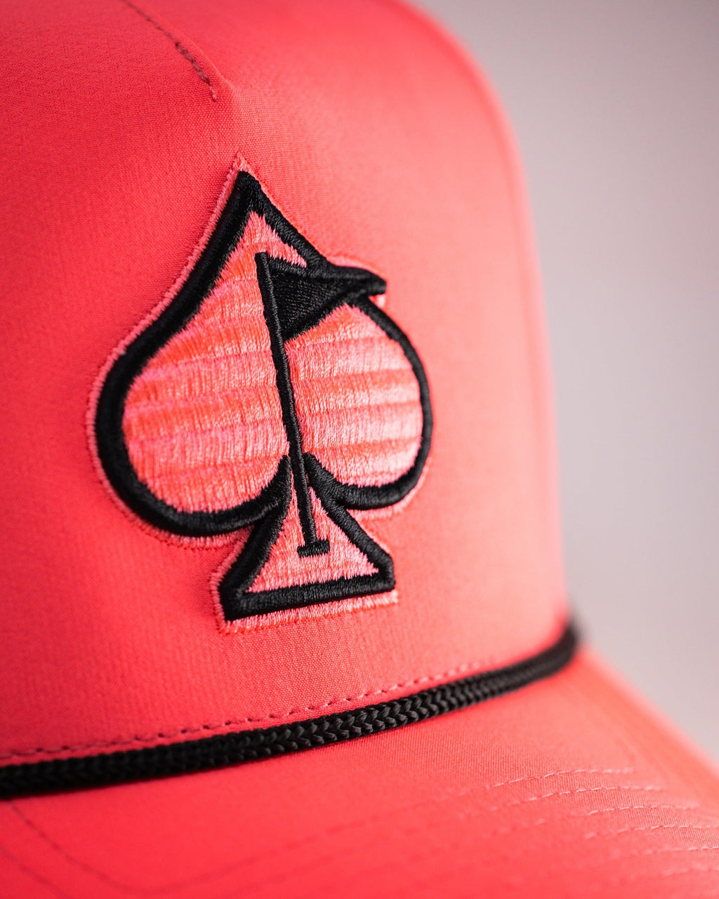 Pins and Aces Perforated Rope Hat - Highlighter Pink — detail close-up