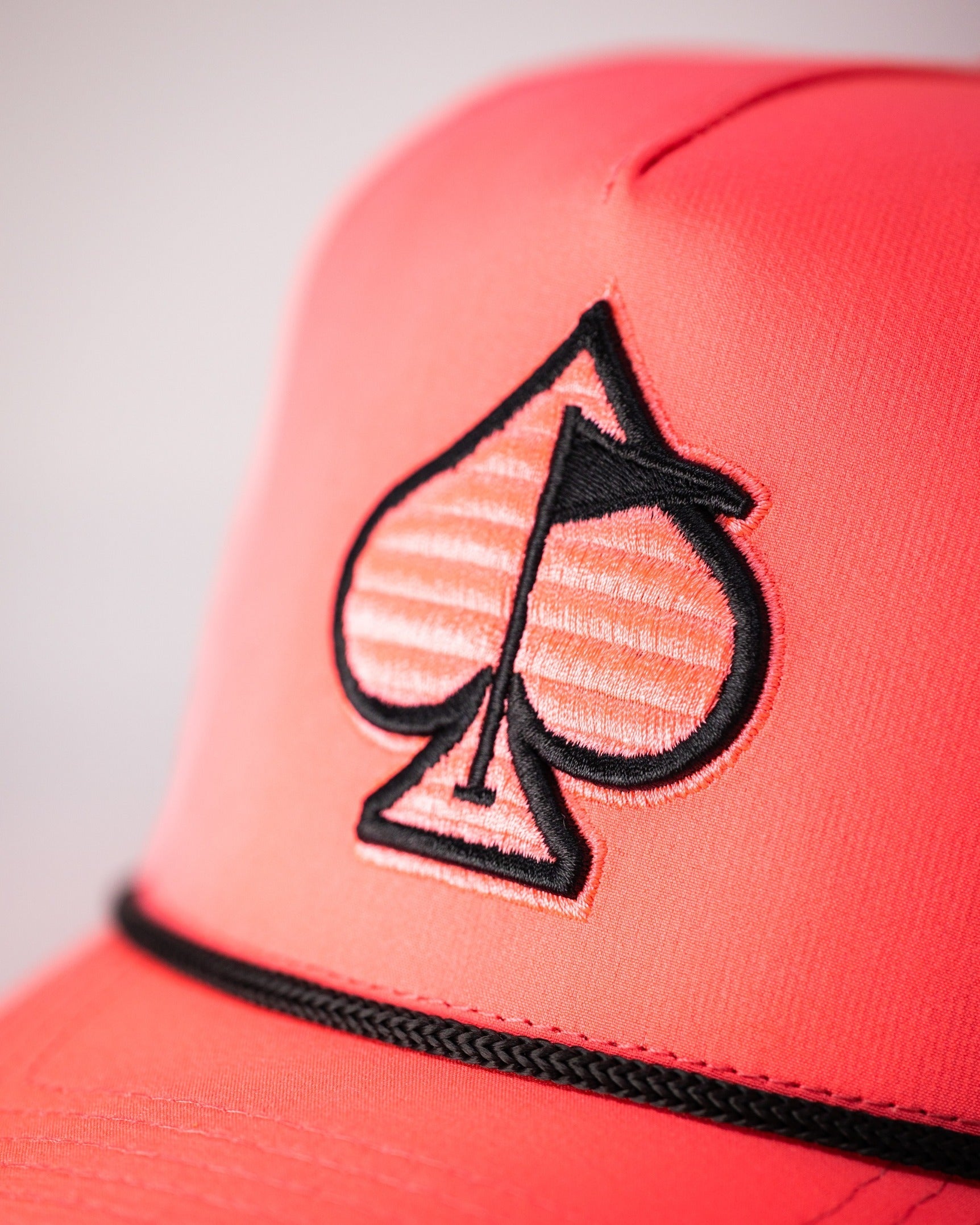 Pins and Aces Perforated Rope Hat - Highlighter Pink — back view