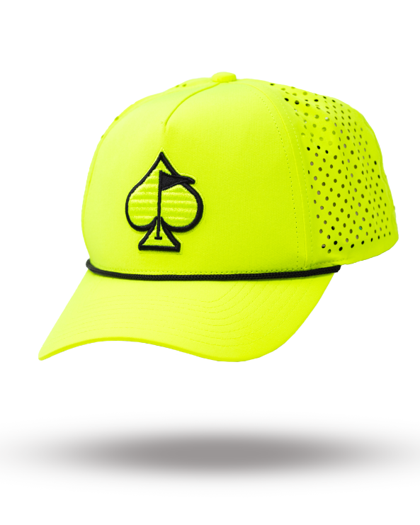 Pins and Aces Perforated Rope Hat - Highlighter Yellow — main product shot