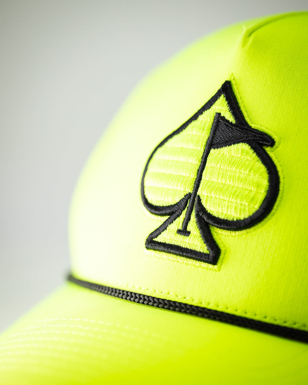 Pins and Aces Perforated Rope Hat - Highlighter Yellow — detail close-up