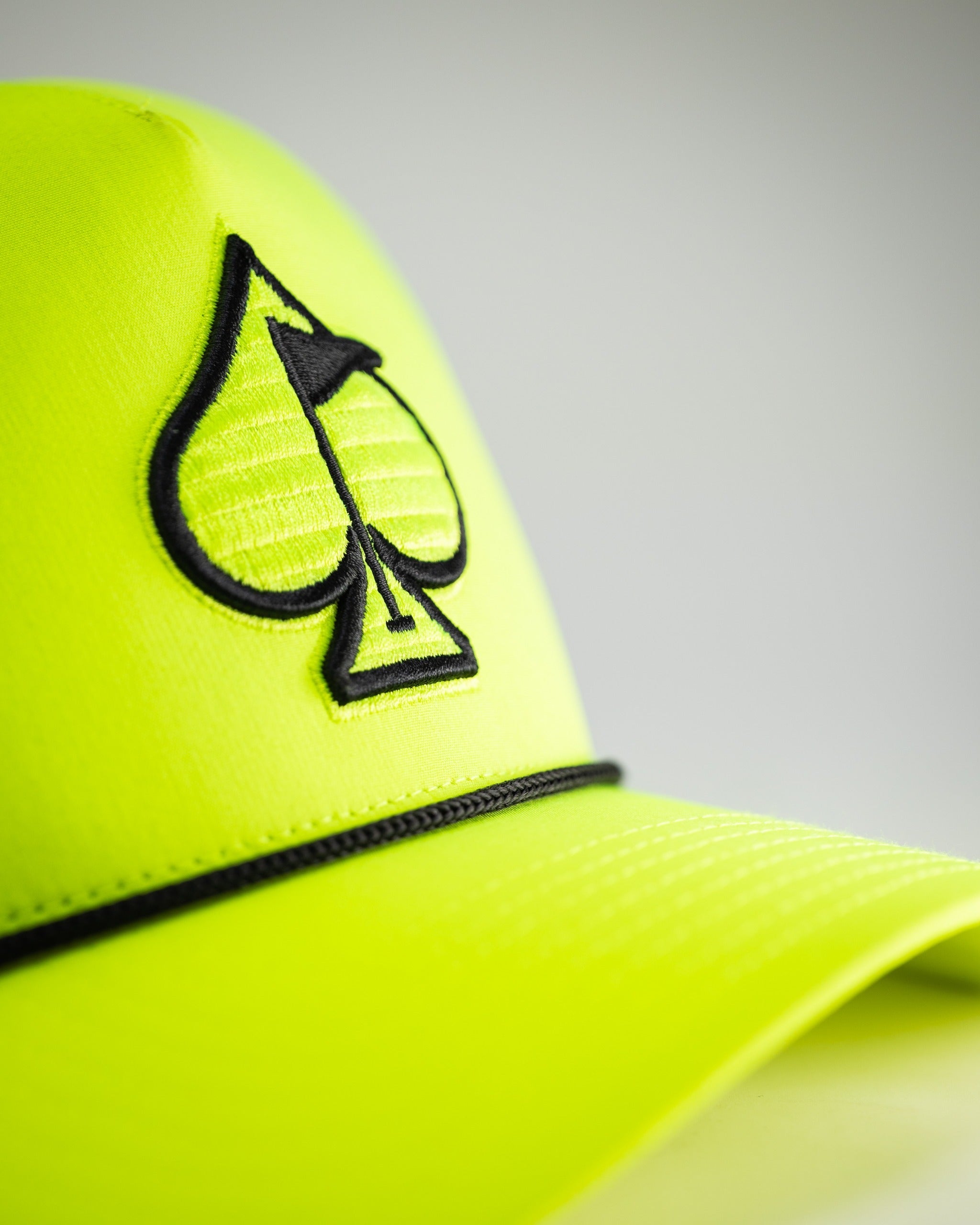 Pins and Aces Perforated Rope Hat - Highlighter Yellow — back view